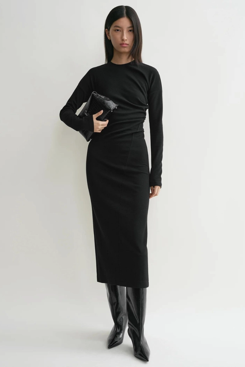 Timeless fitted silhouette Floor-Length Twisted Jersey Dress
