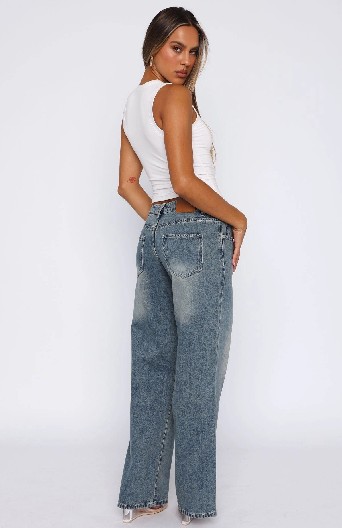 Chelsea Low Rise Straight Leg Jeans Brown Blue Acid Traveler Gear Bold Look