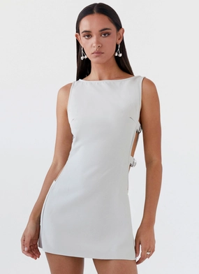 Cherish You Buckle Mini Dress - Grey Multi Season