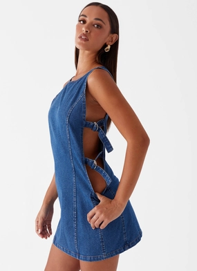 Bold Simplicity Cherish You Denim Mini Dress - Blue Denim