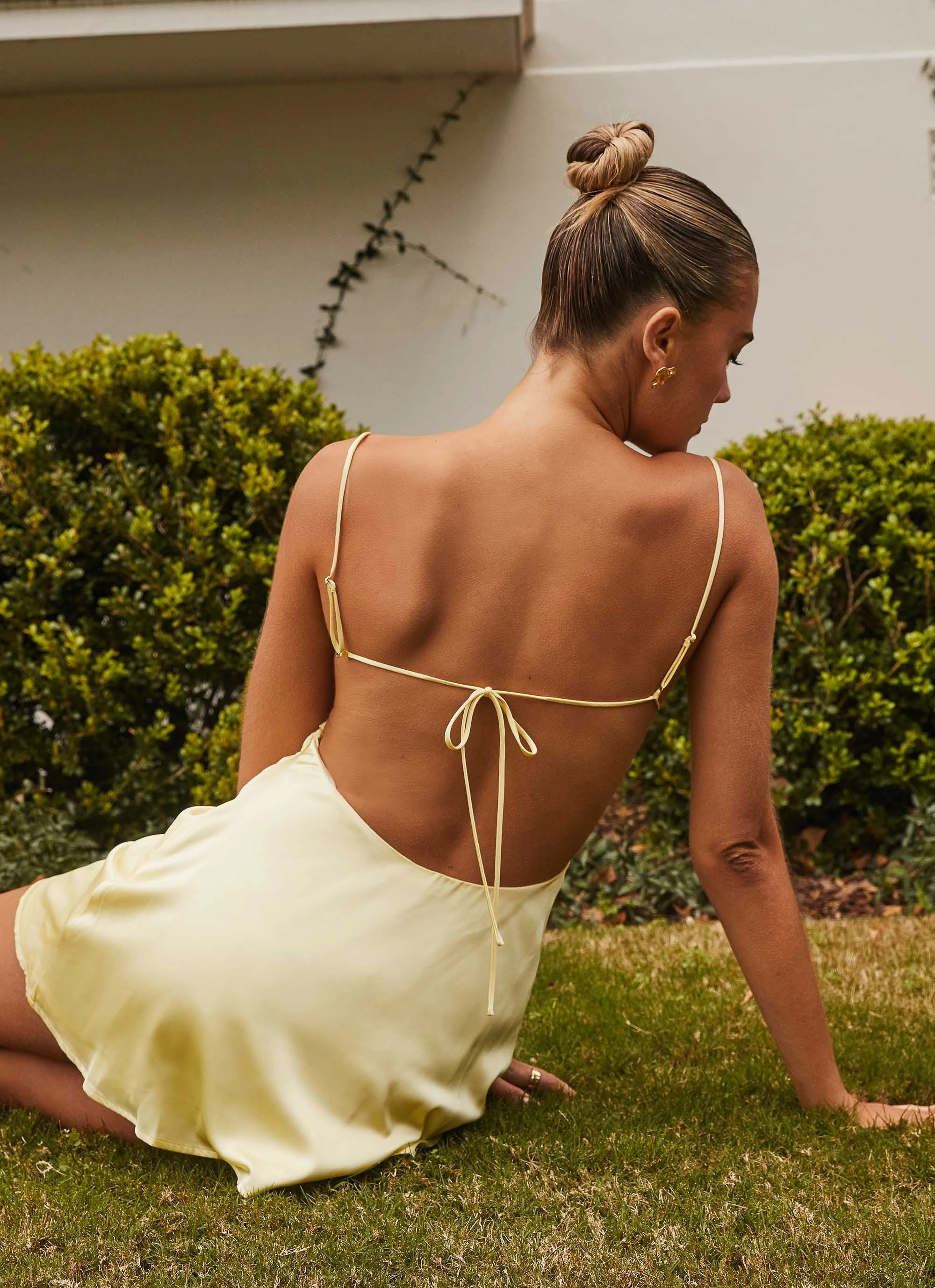 Classic Grace Ayla Satin Mini Dress - Yellow