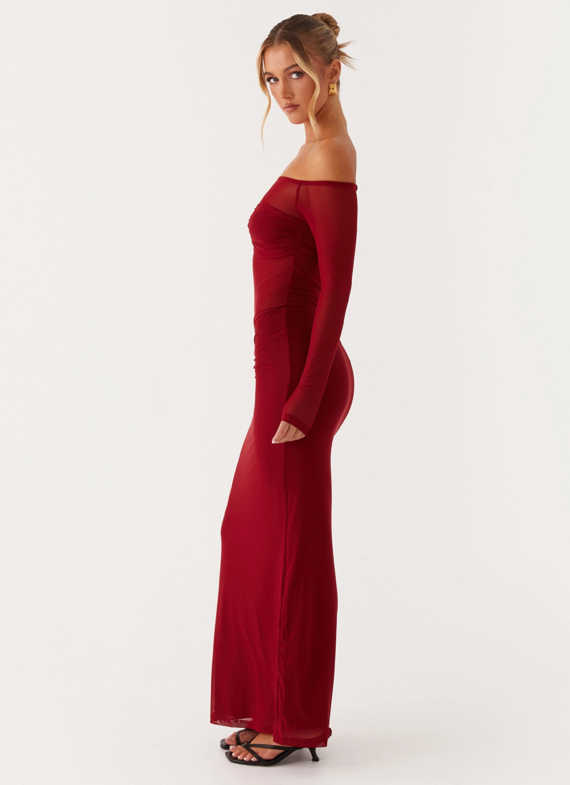 Divine Beauty Mesh Maxi Dress - Maroon Tailored Layers