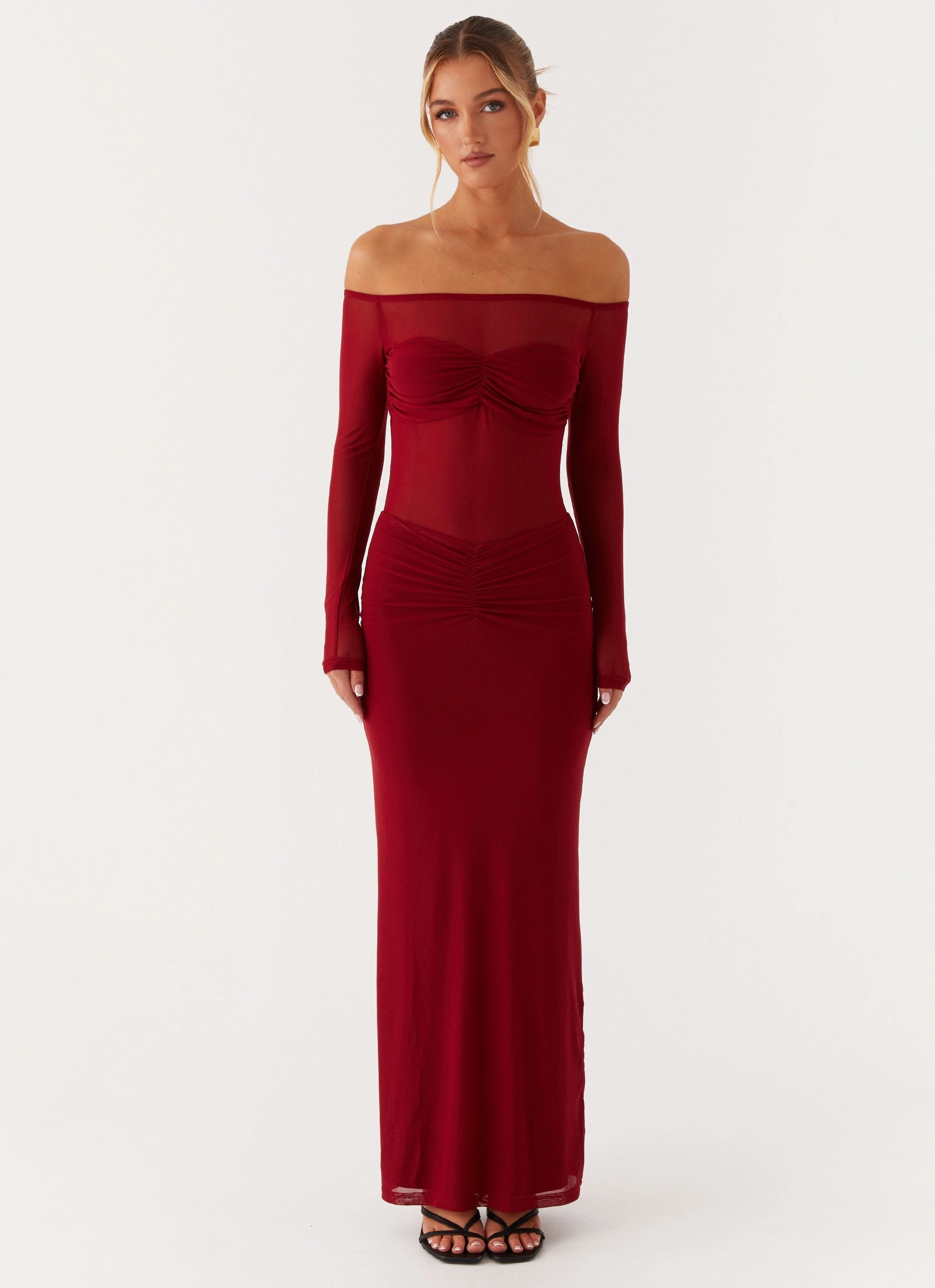 Smooth Layers Divine Beauty Mesh Maxi Dress - Maroon