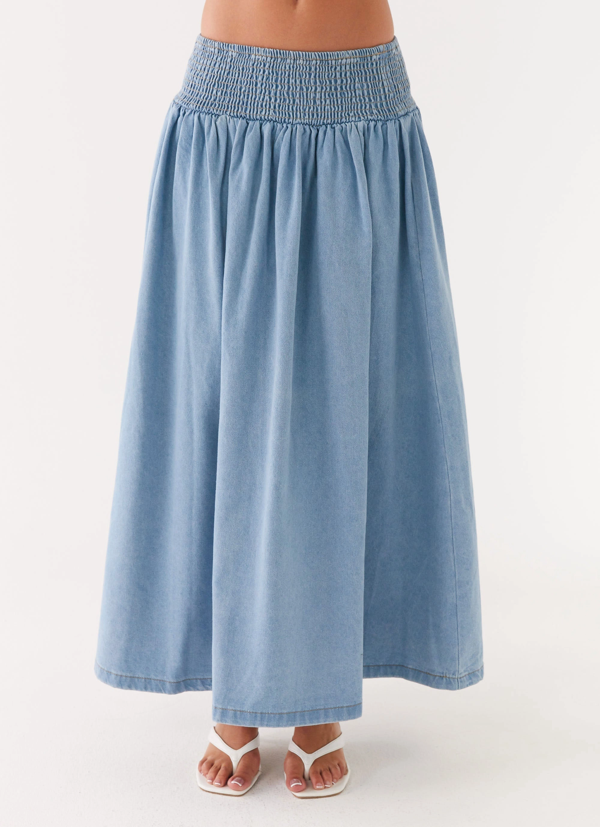 Heater Midi Skirt - Washed Blue Foldable Packability