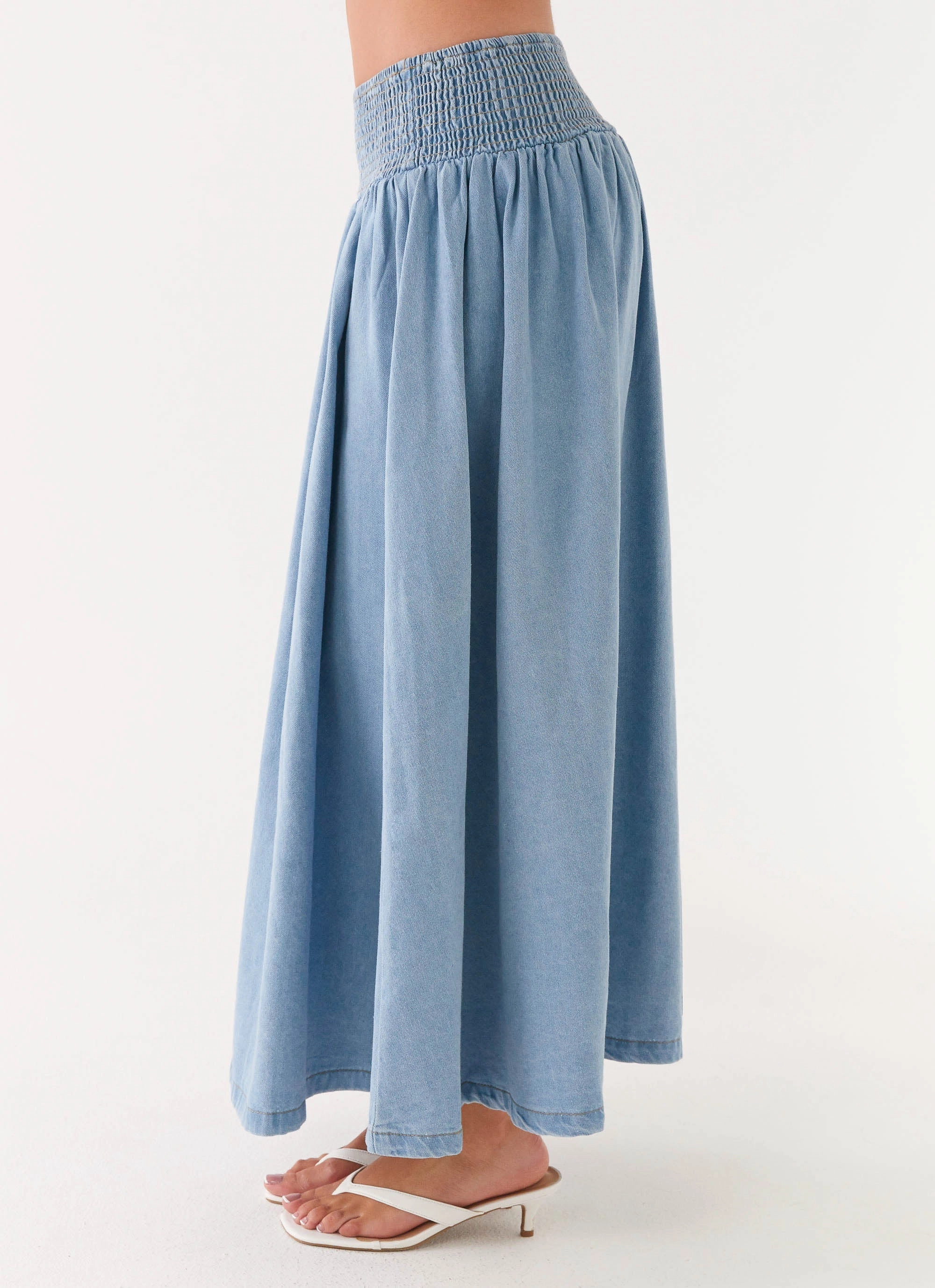 Modern Tones Heater Midi Skirt - Washed Blue