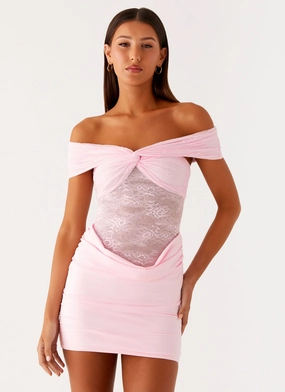 tailored look Trend Fit Either Way Off Shoulder Mini Dress - Baby Pink