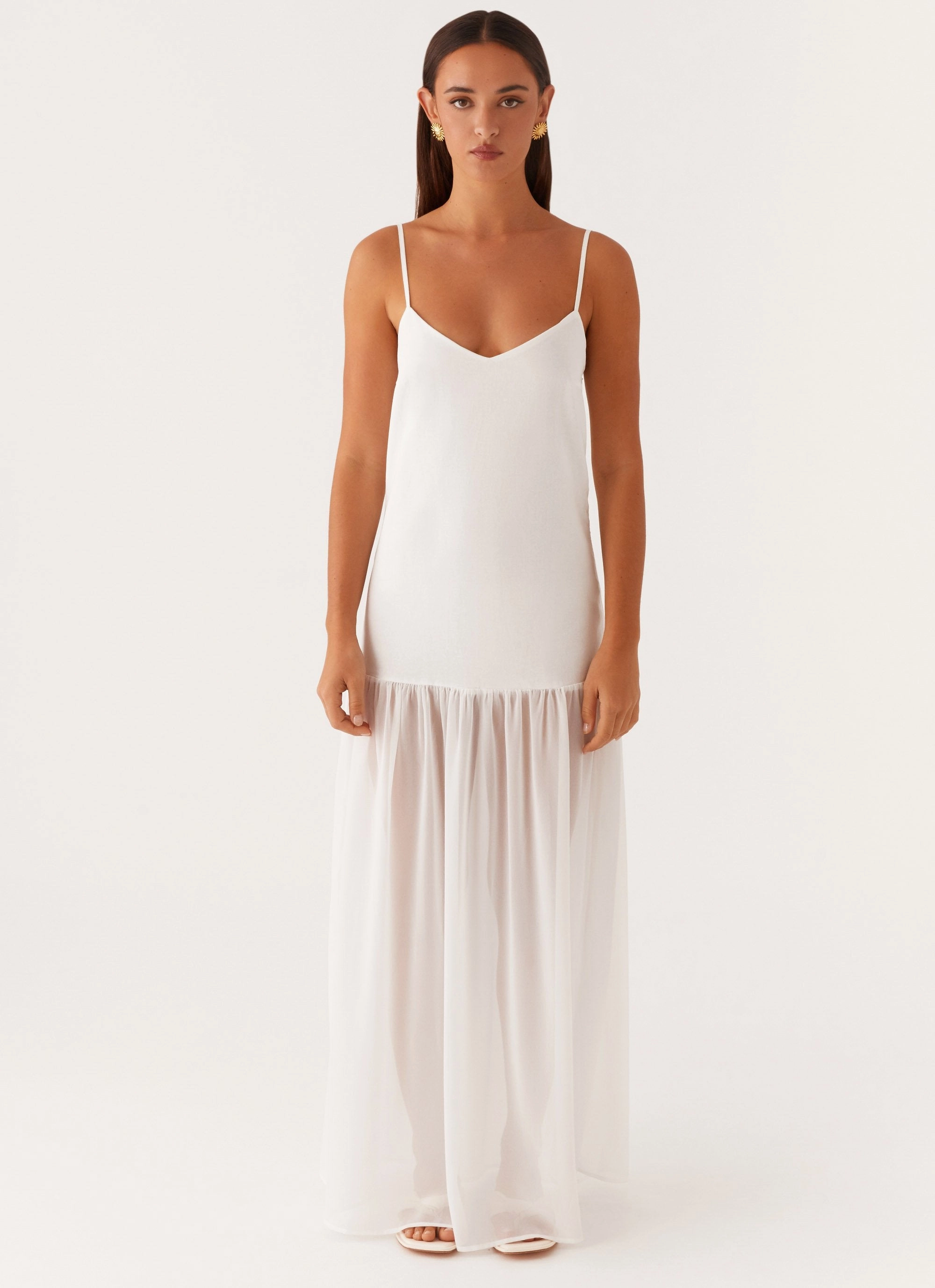 Heavenly Linen Maxi Dress - White Feminine full-length gown