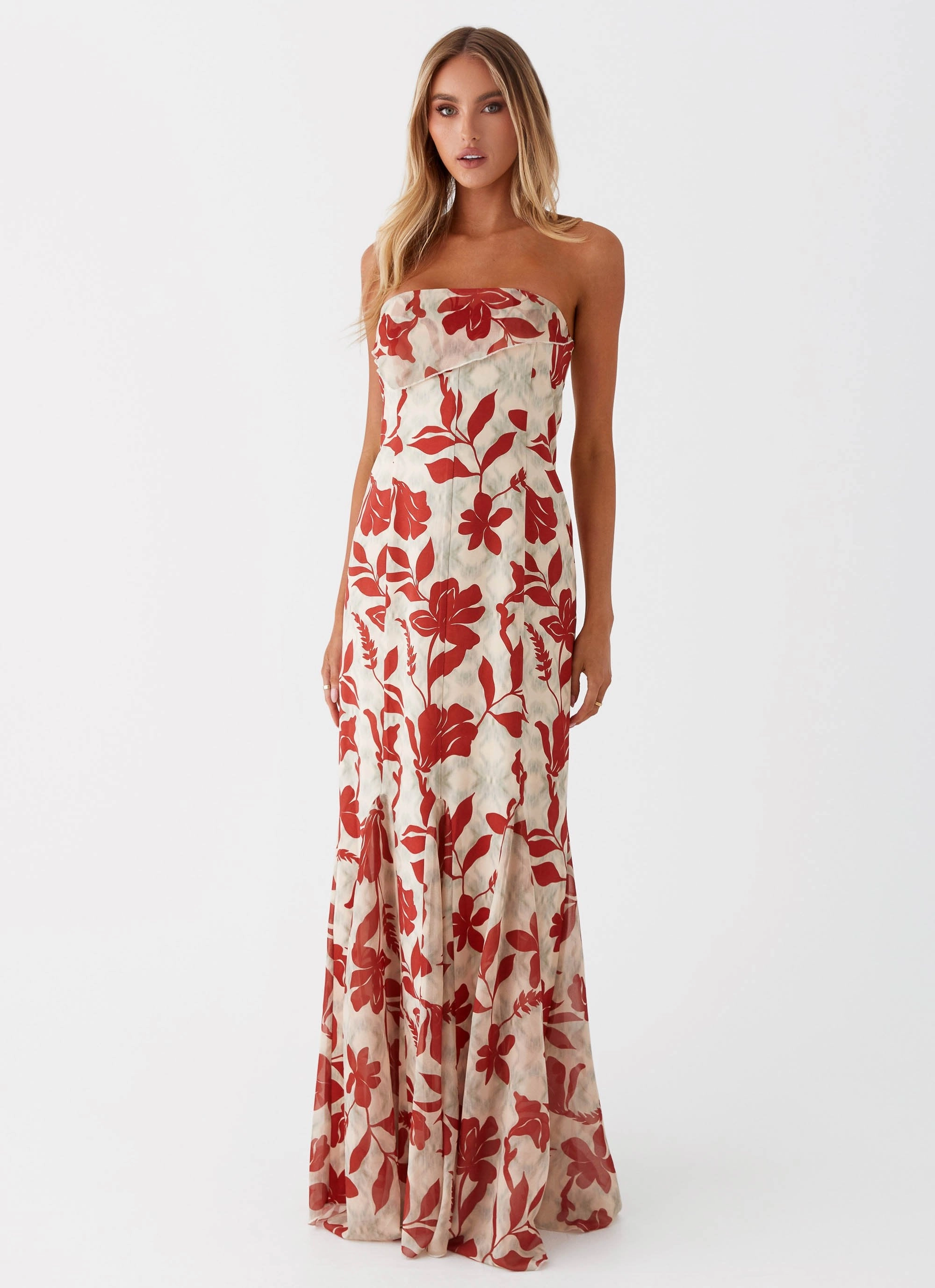 Light Finish Perfect Day-to-Night Willa Maxi Dress - Red Green Floral