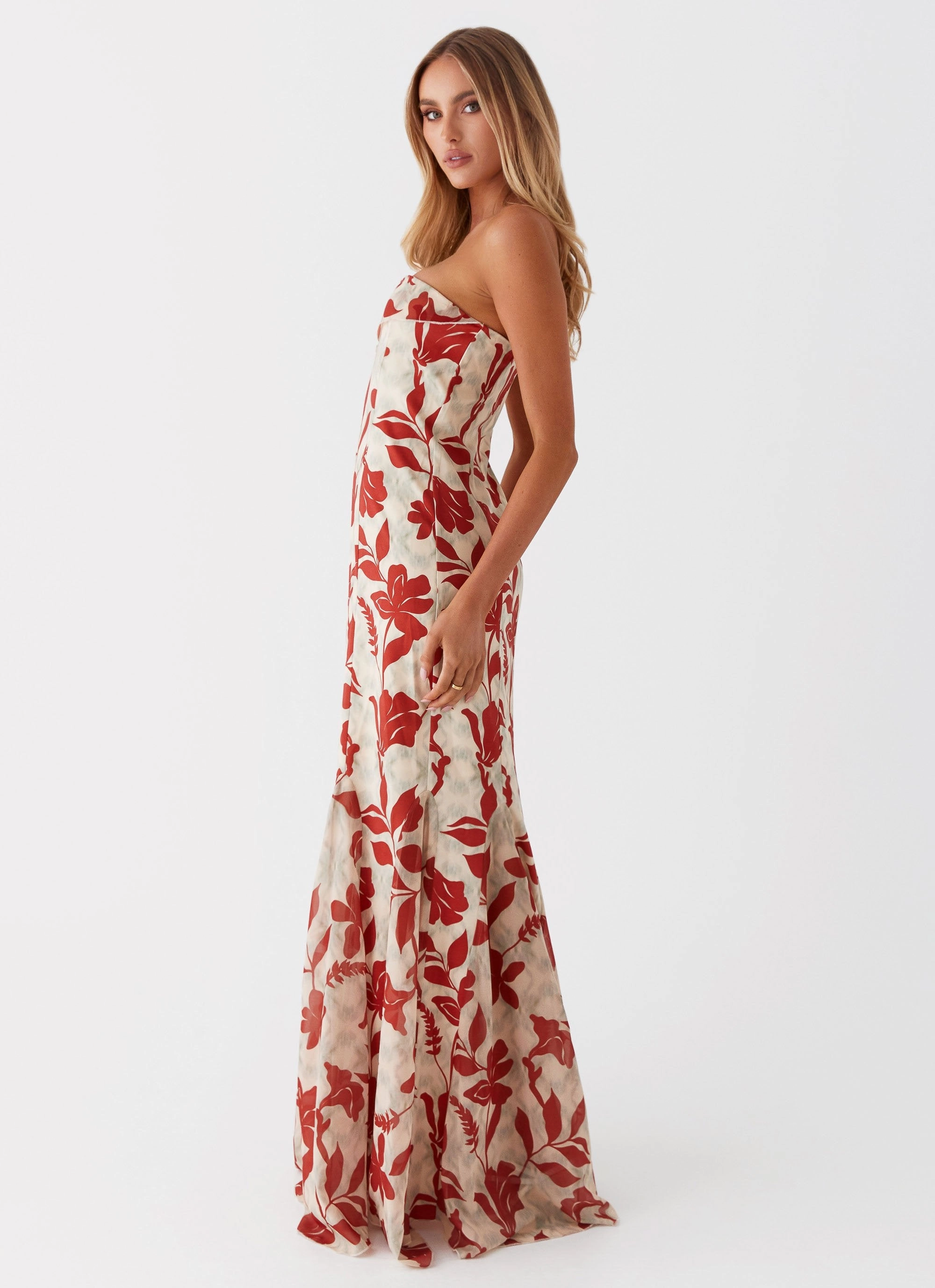 Classic Flow Willa Maxi Dress - Red Green Floral