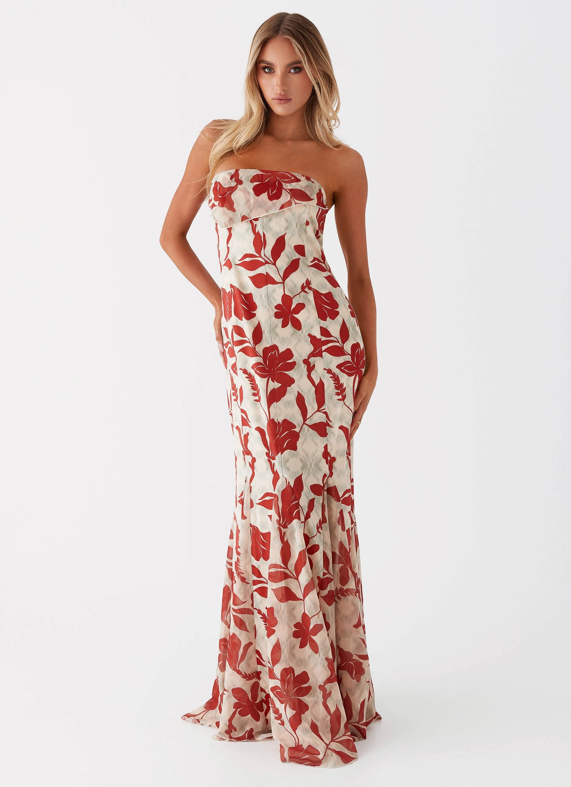 Heart Glow Willa Maxi Dress - Red Green Floral