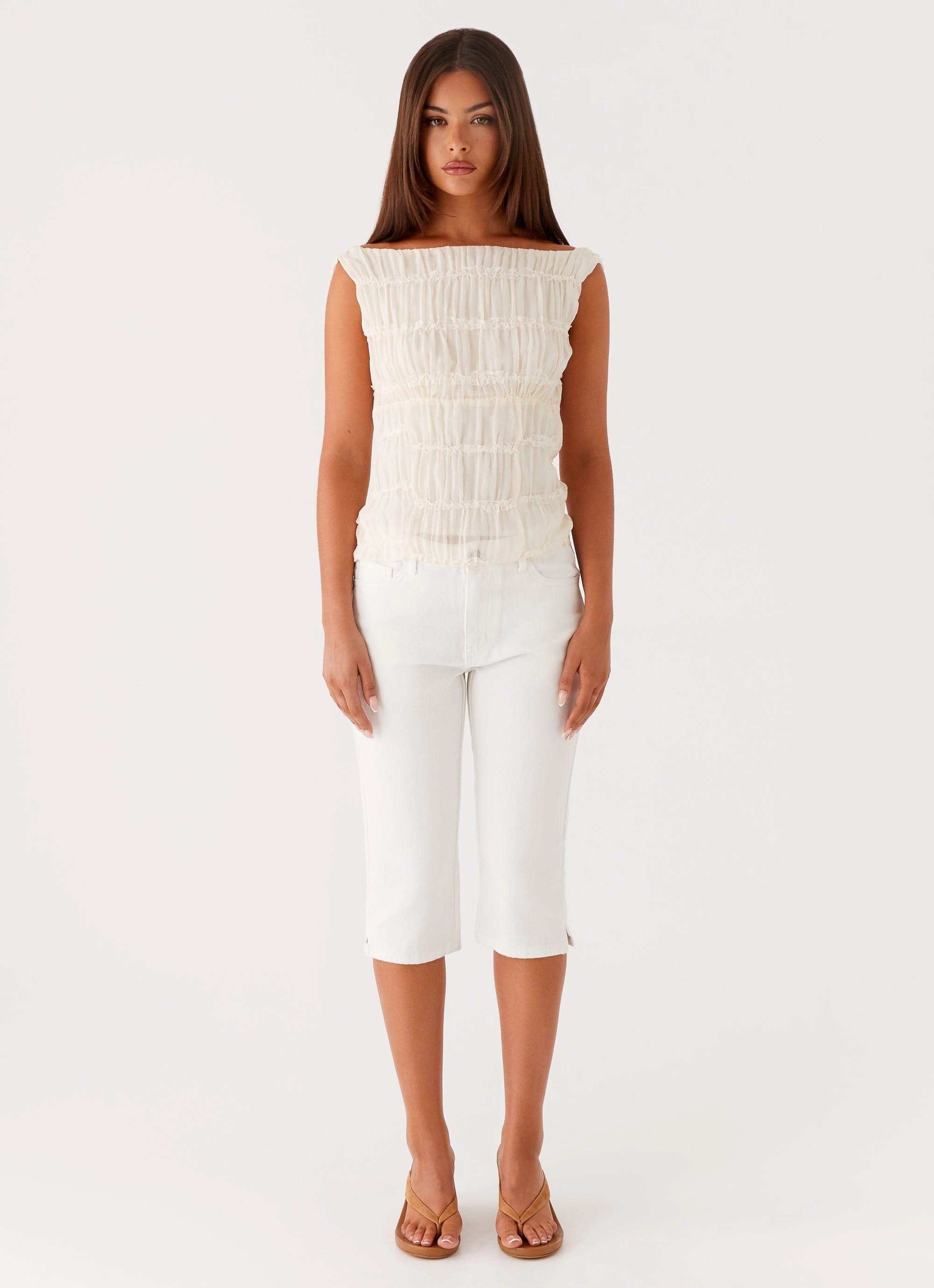 Rocco Denim Capri Pants - Off White Base Style True Fit
