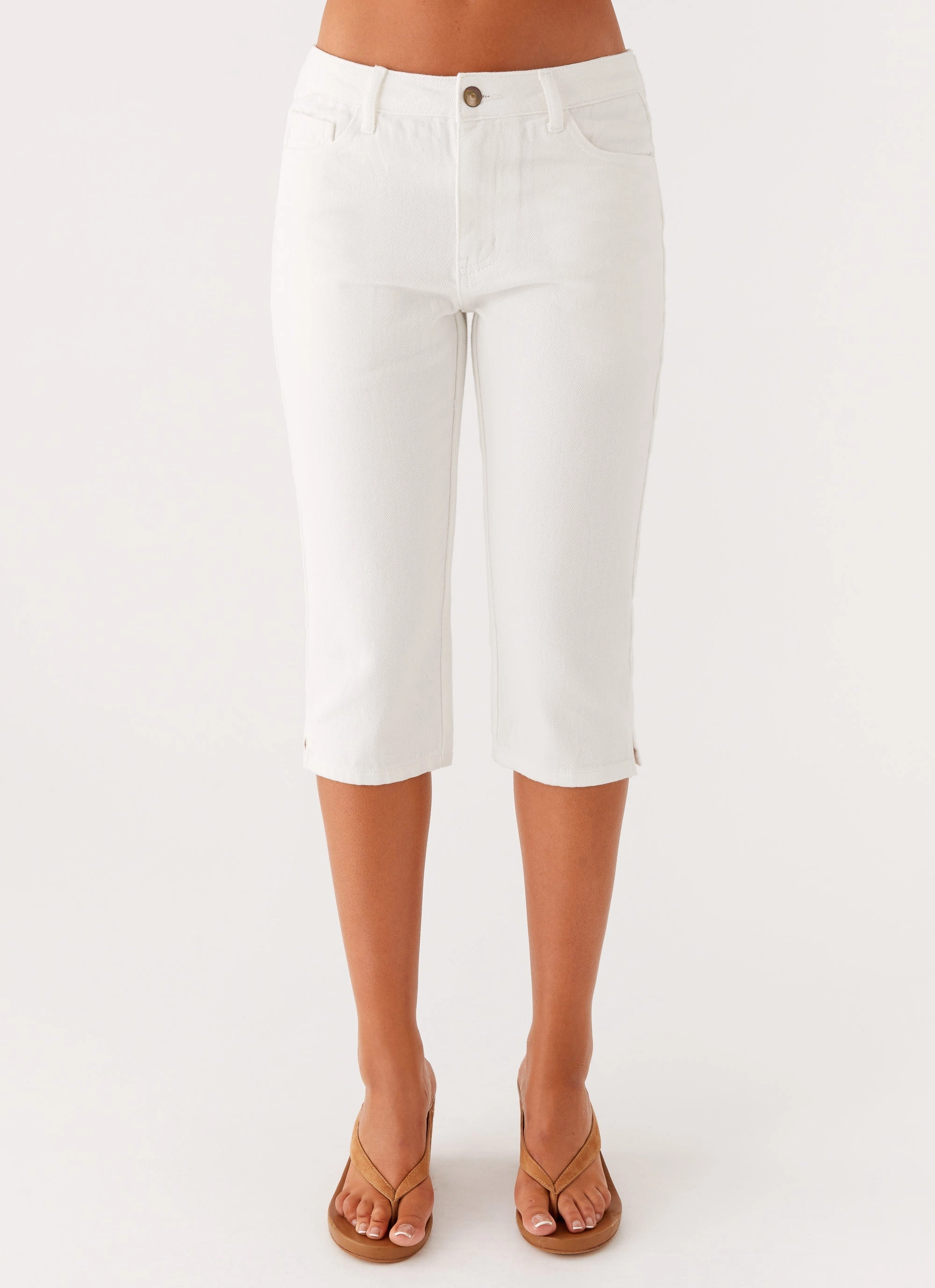Rocco Denim Capri Pants - Off White Daily Wear Nature Lover Modern Design