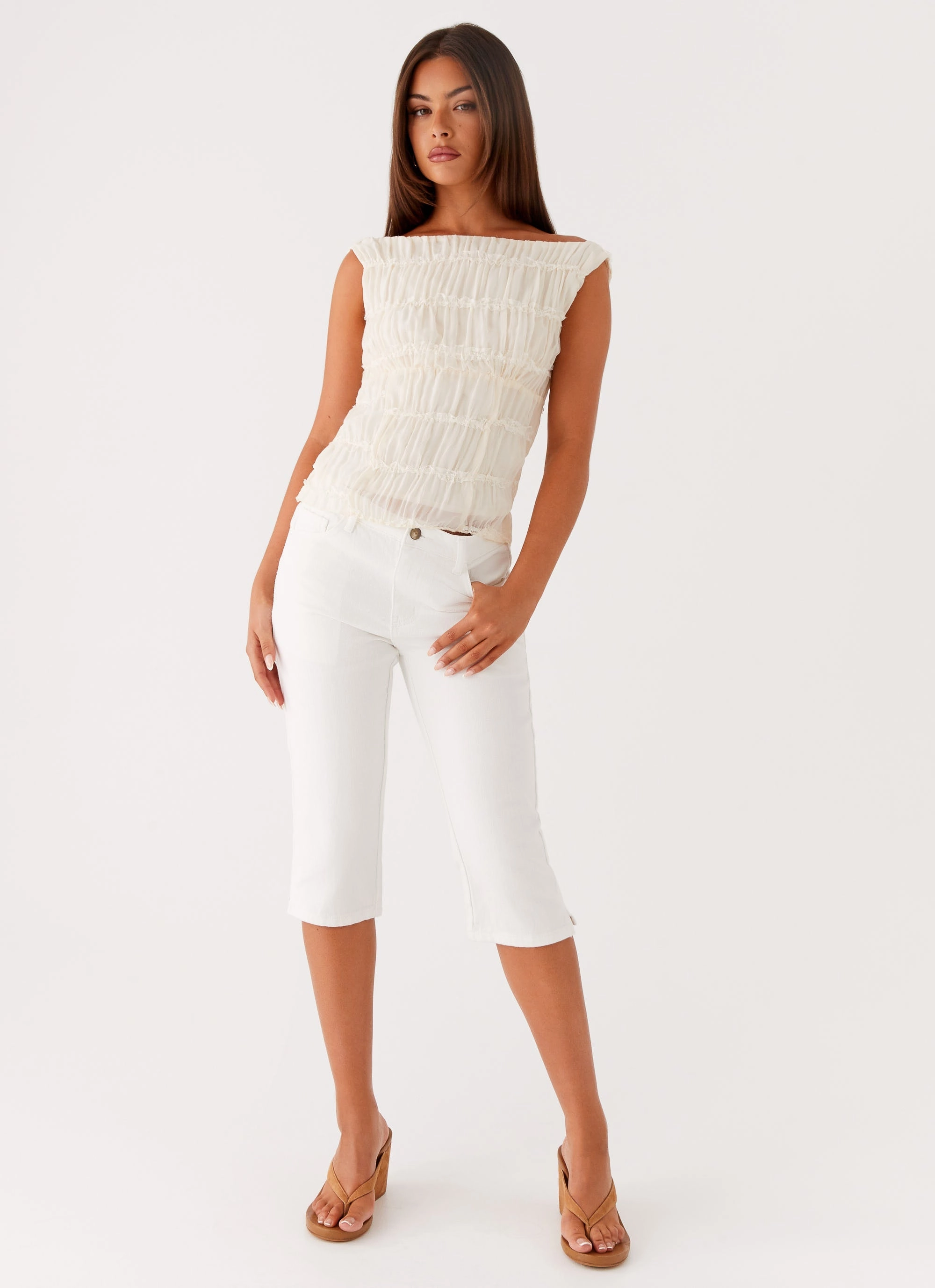 Rocco Denim Capri Pants - Off White Base Wear Eco Conscious Denim