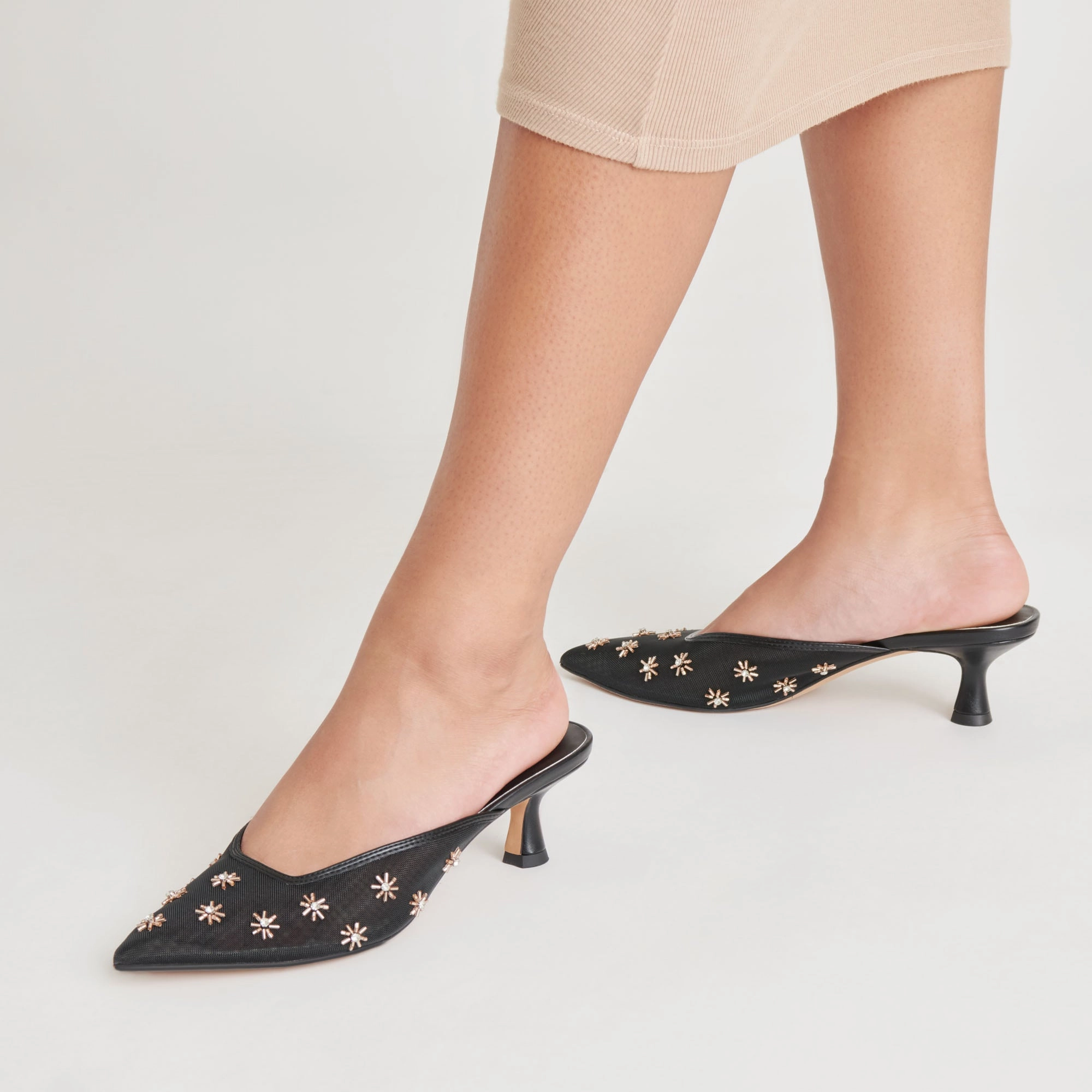 CLARA HEELS BLACK MESH Luxury Dress Shoes Chic Bride