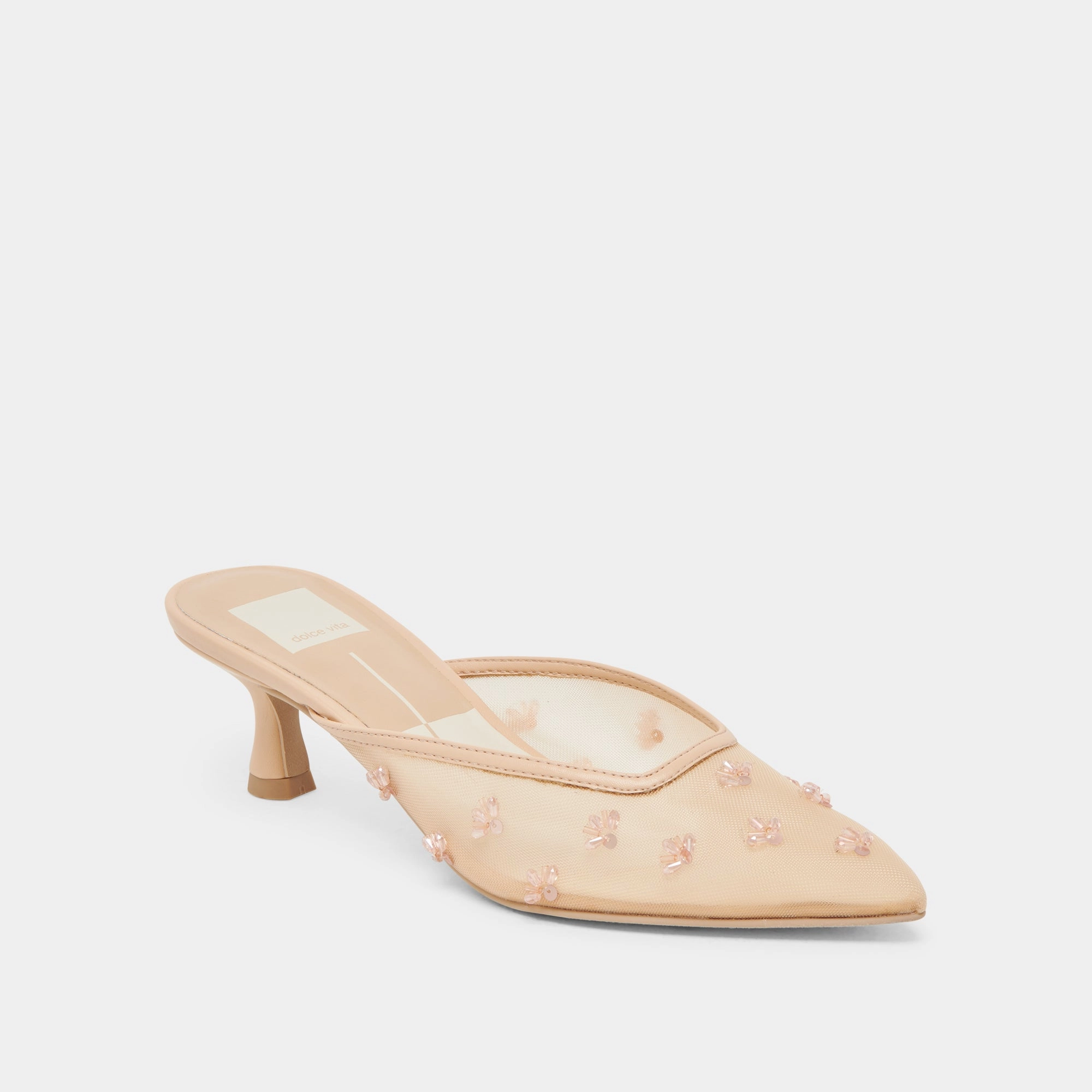 CLARA WIDE HEELS FRENCH VANILLA MESH Luxury Look