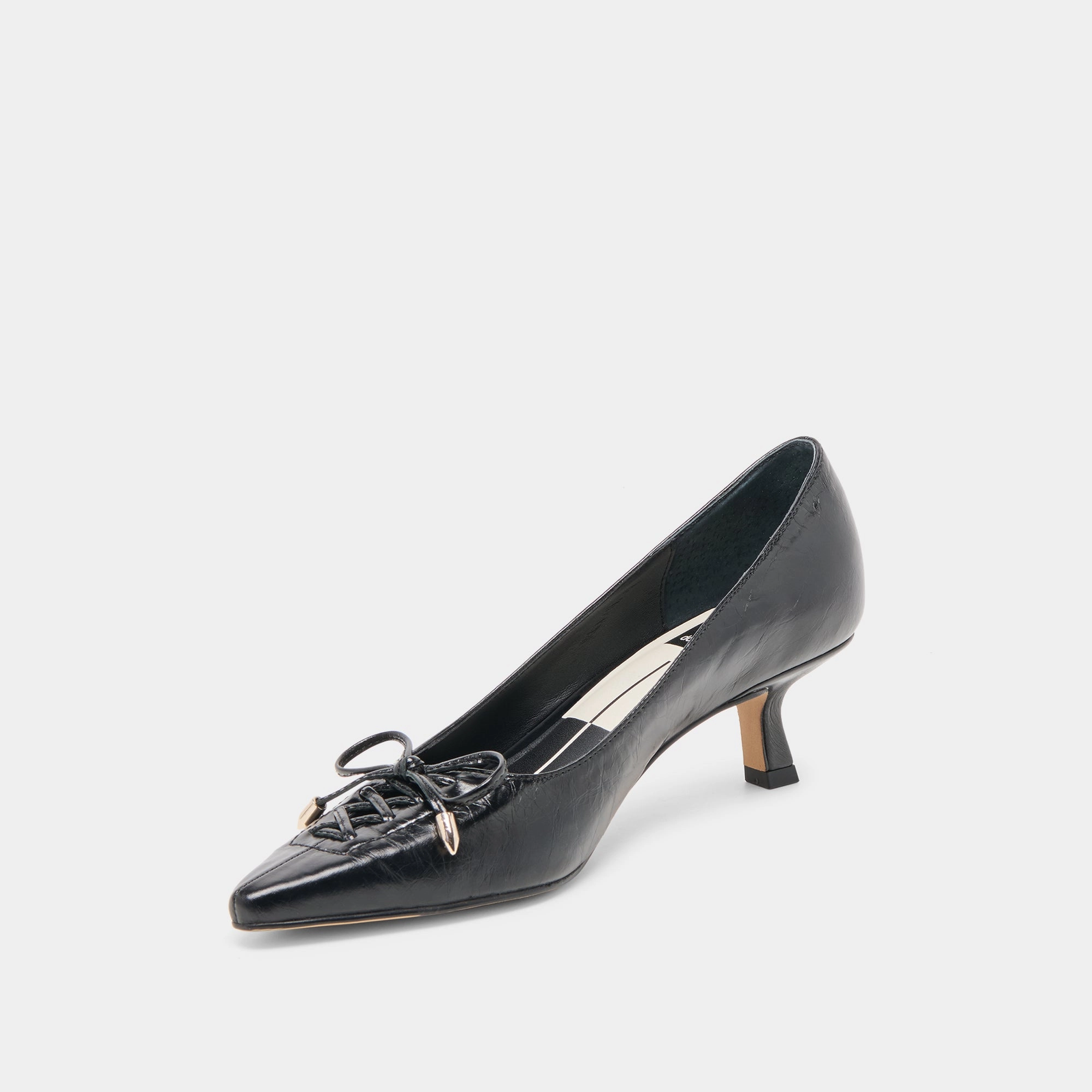 Sleek Pumps Slip Resistant CLARIE HEELS MIDNIGHT CRINKLE PATENT LEATHER