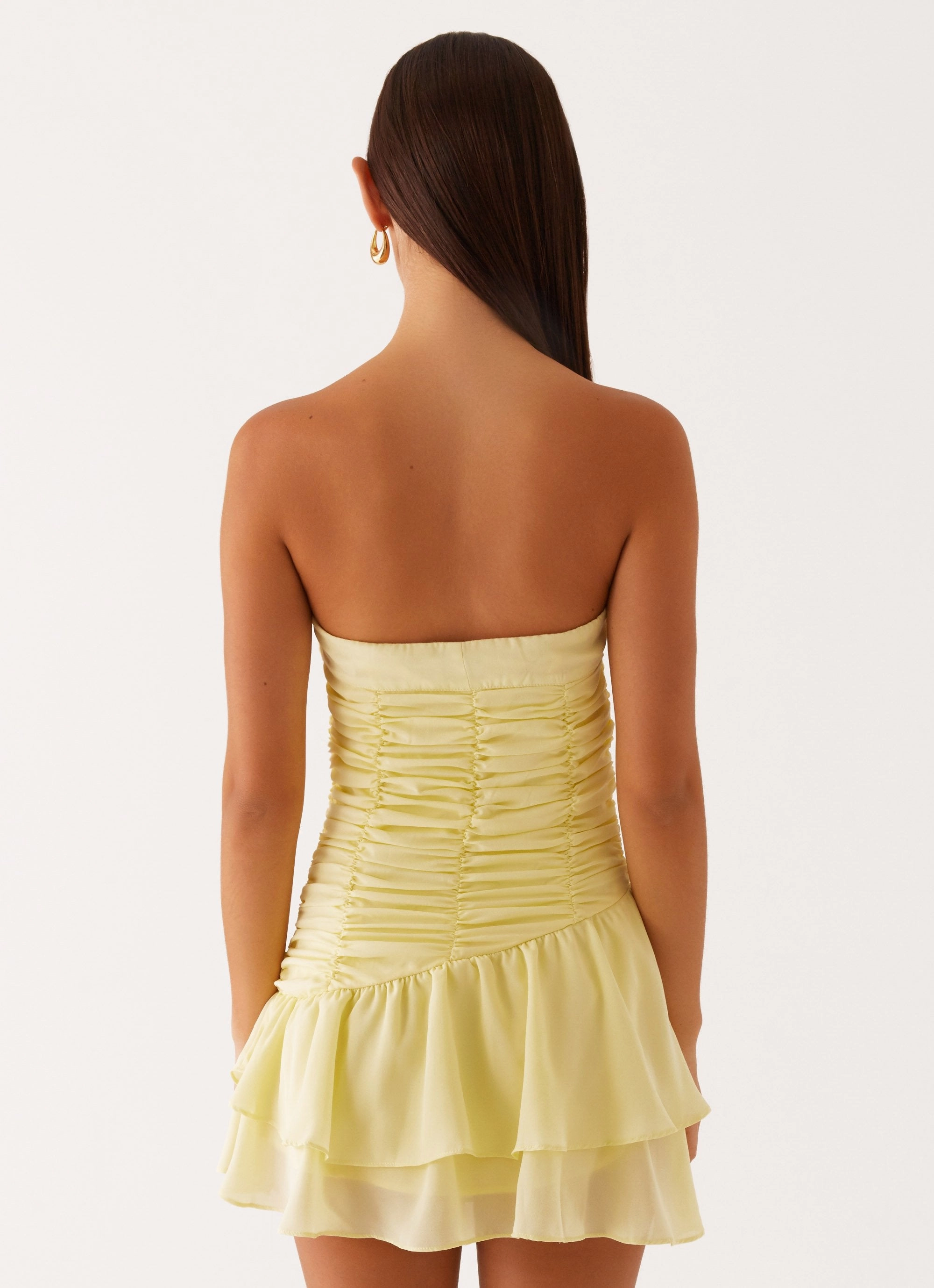 Silky-Lining Viviana Mini Dress - Yellow