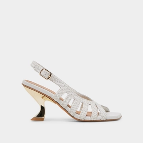 SICILY HEELS WHITE WOVEN LEATHER Pointed Dress Shoes