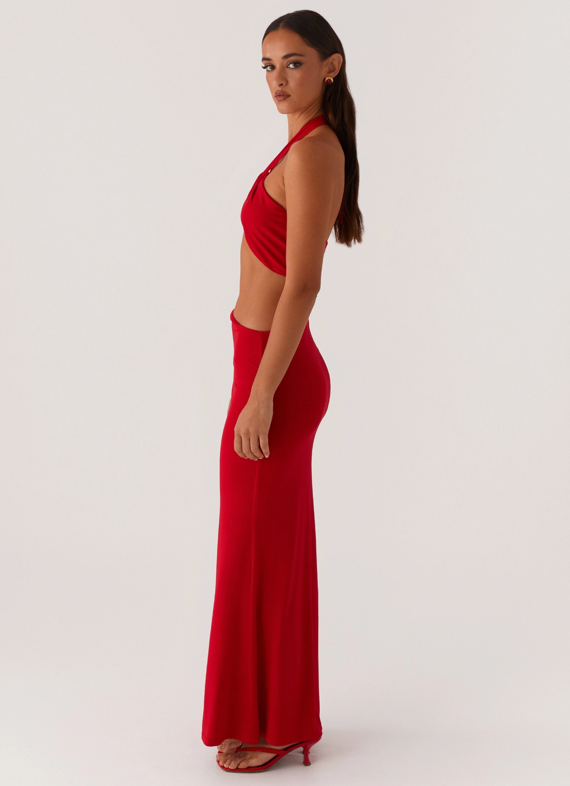 Its Obvious Maxi Dress - Red Smart Waistband Design