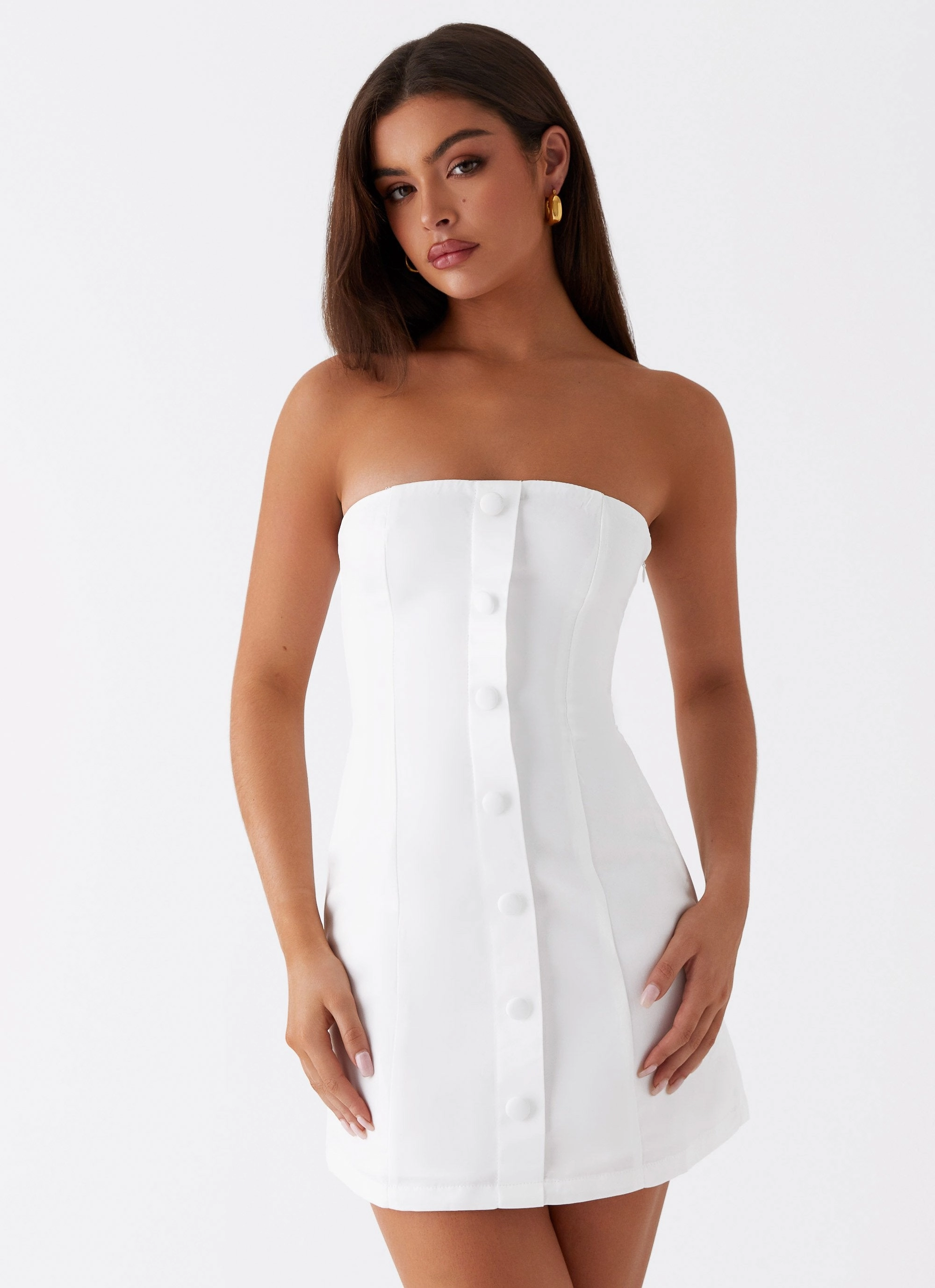 Good Lies Mini Dress - White Season Ready Sleek Silhouette