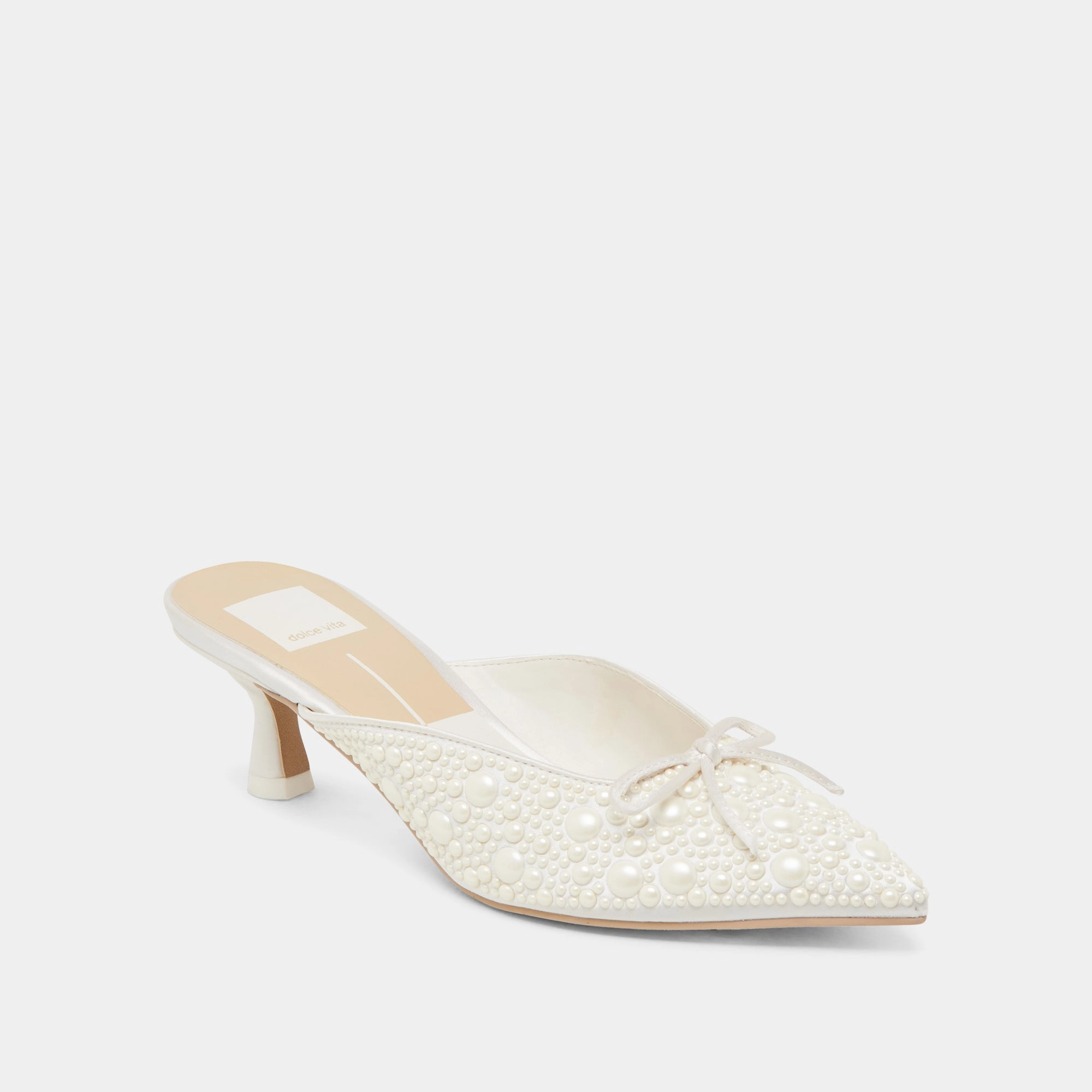 CLAYTN PEARL HEELS TRUE WHITE SATIN Body Proud