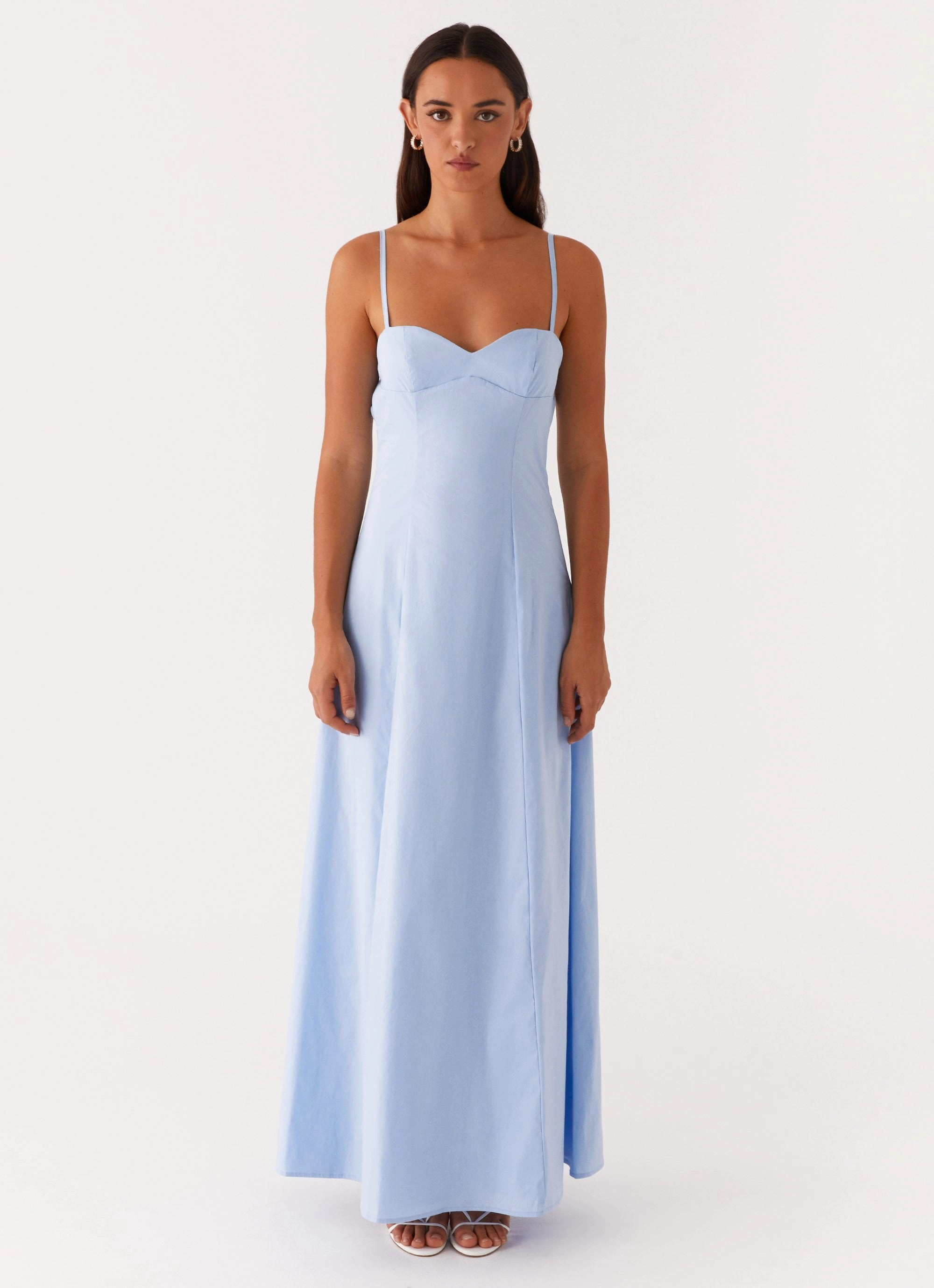 Clear As Day Maxi Dress - Blue Classic Movement Elastic-Waist