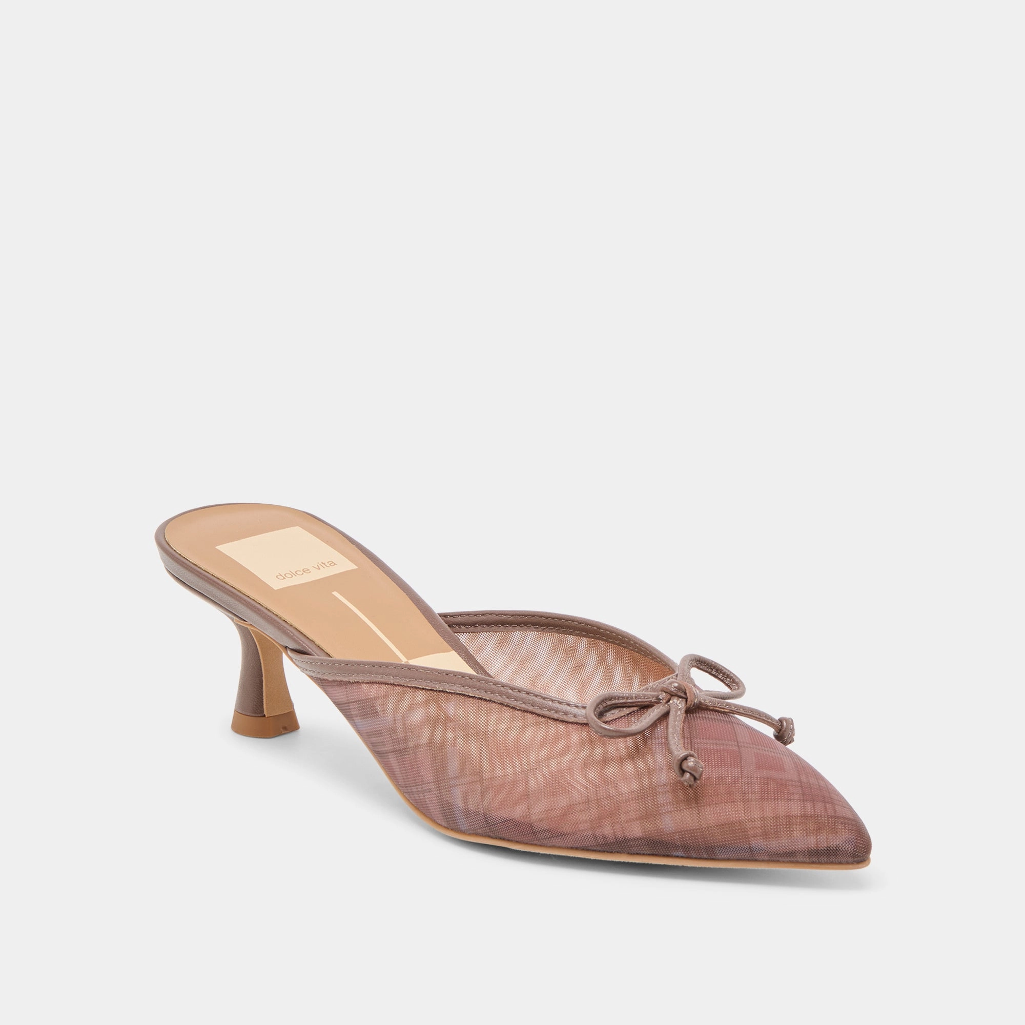 CLEO HEELS COGNAC PLAID MESH Tall Frame Stiletto Heel