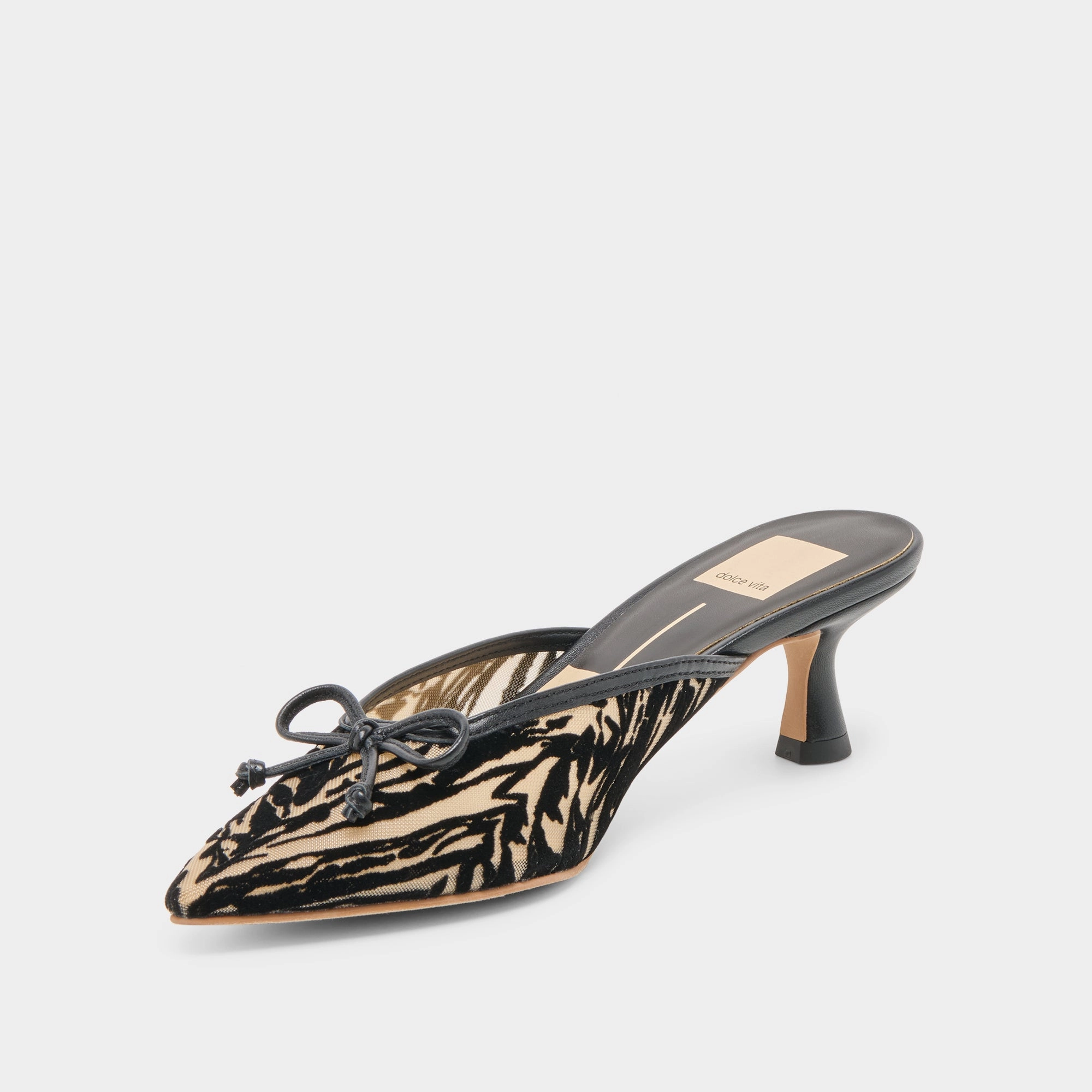 Alluring Design Confidence Spark CLEO HEELS ZEBRA VELVET MESH