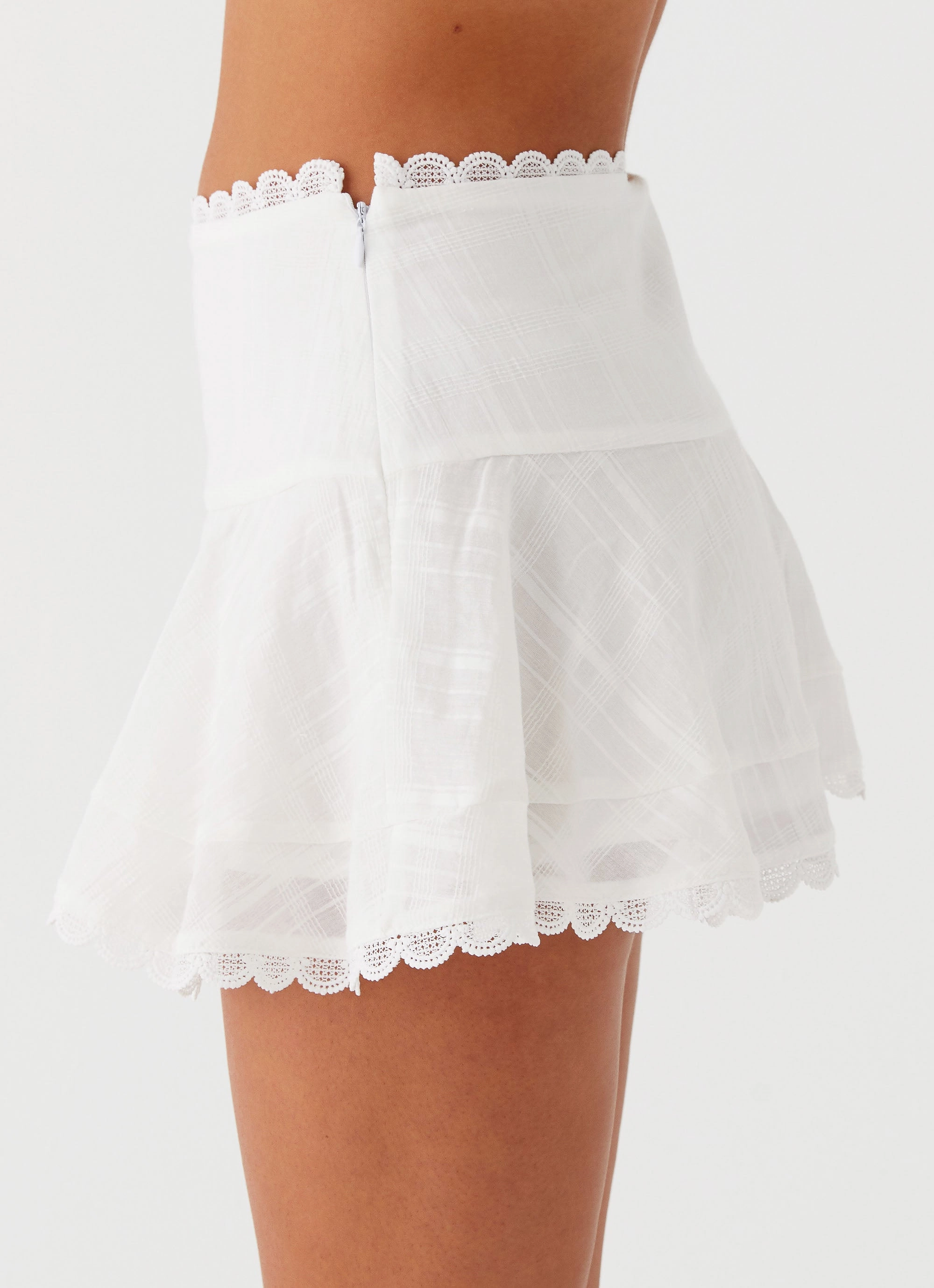 Metallic Finish Hundred Percent Mini Skirt - White