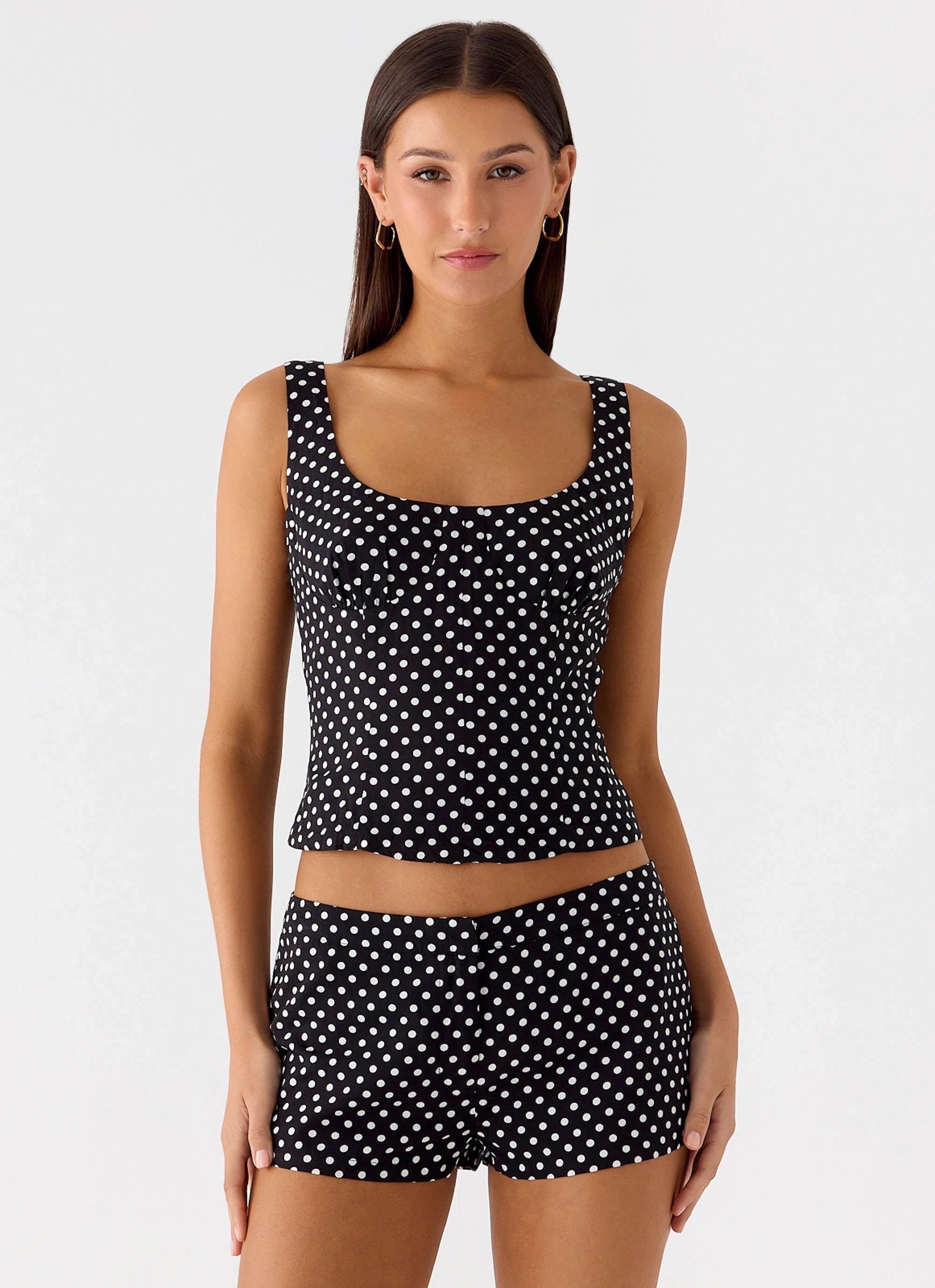 Coastline Mini Shorts - Black Polkadot Chill Fit Design Quick Motion