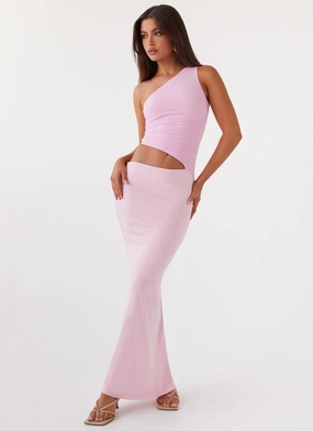 Seranella One Shoulder Maxi Dress - Pink Casual and Comfy