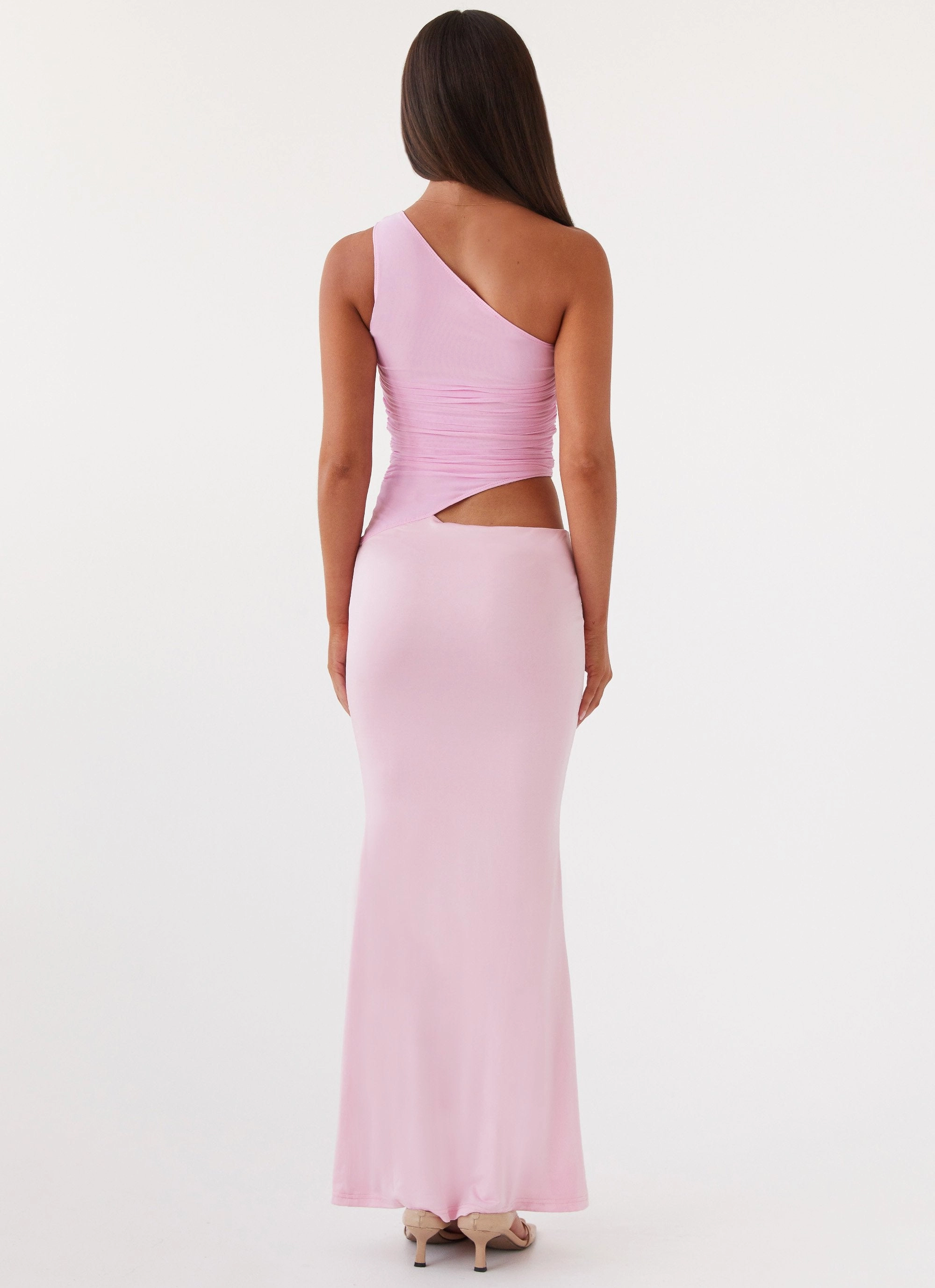 Seranella One Shoulder Maxi Dress - Pink Artisanal-Detail Euro Touch