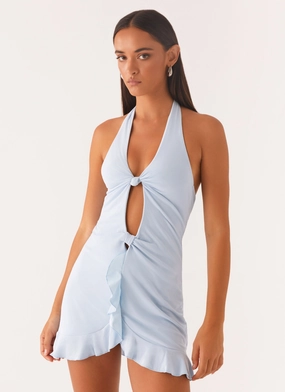 Garden Scene Kind Glow Colette Mini Dress - Pastel Blue
