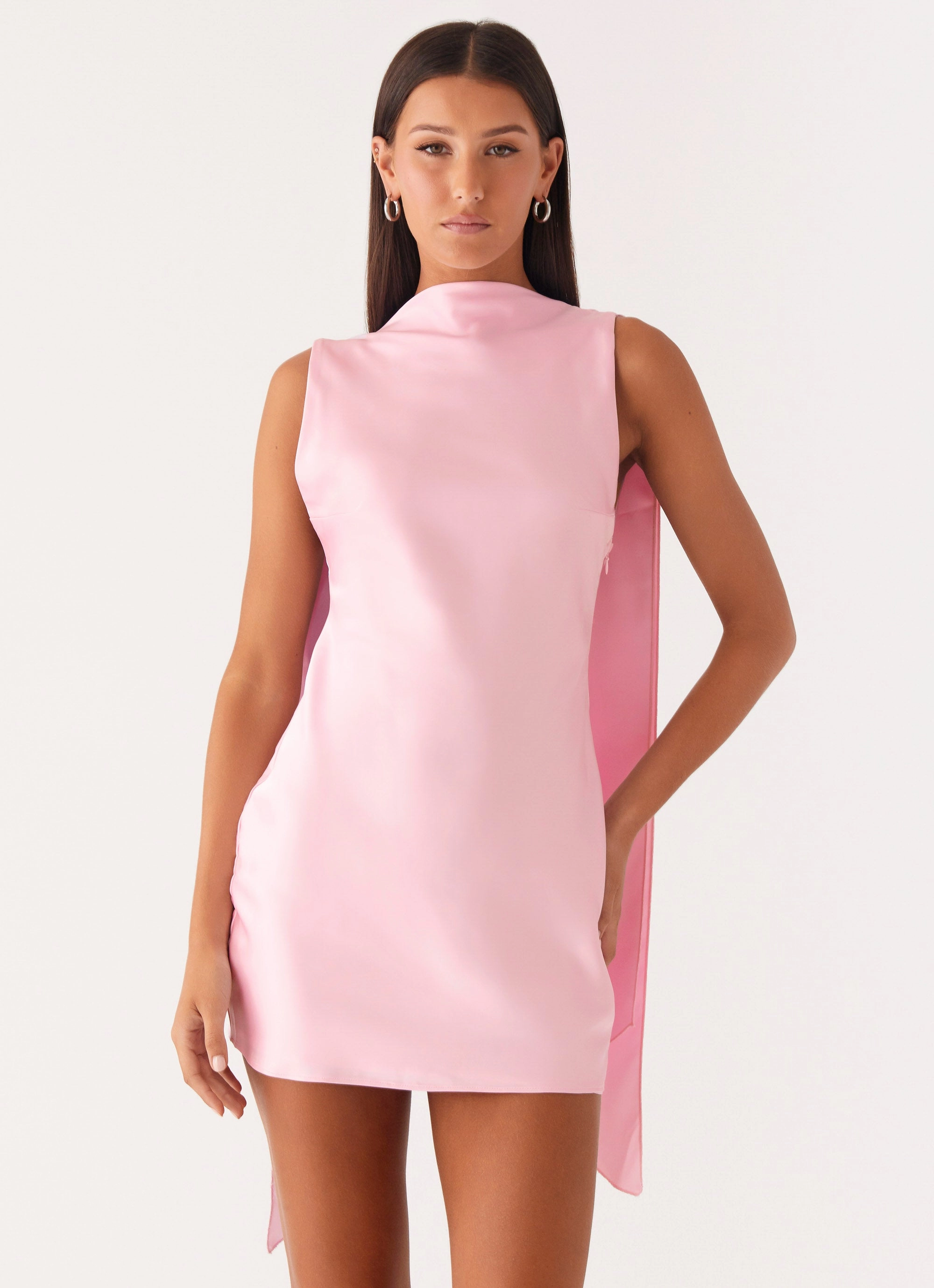 Classic and Modern Underwire-Support Cerina High Neck Mini Dress - Pink
