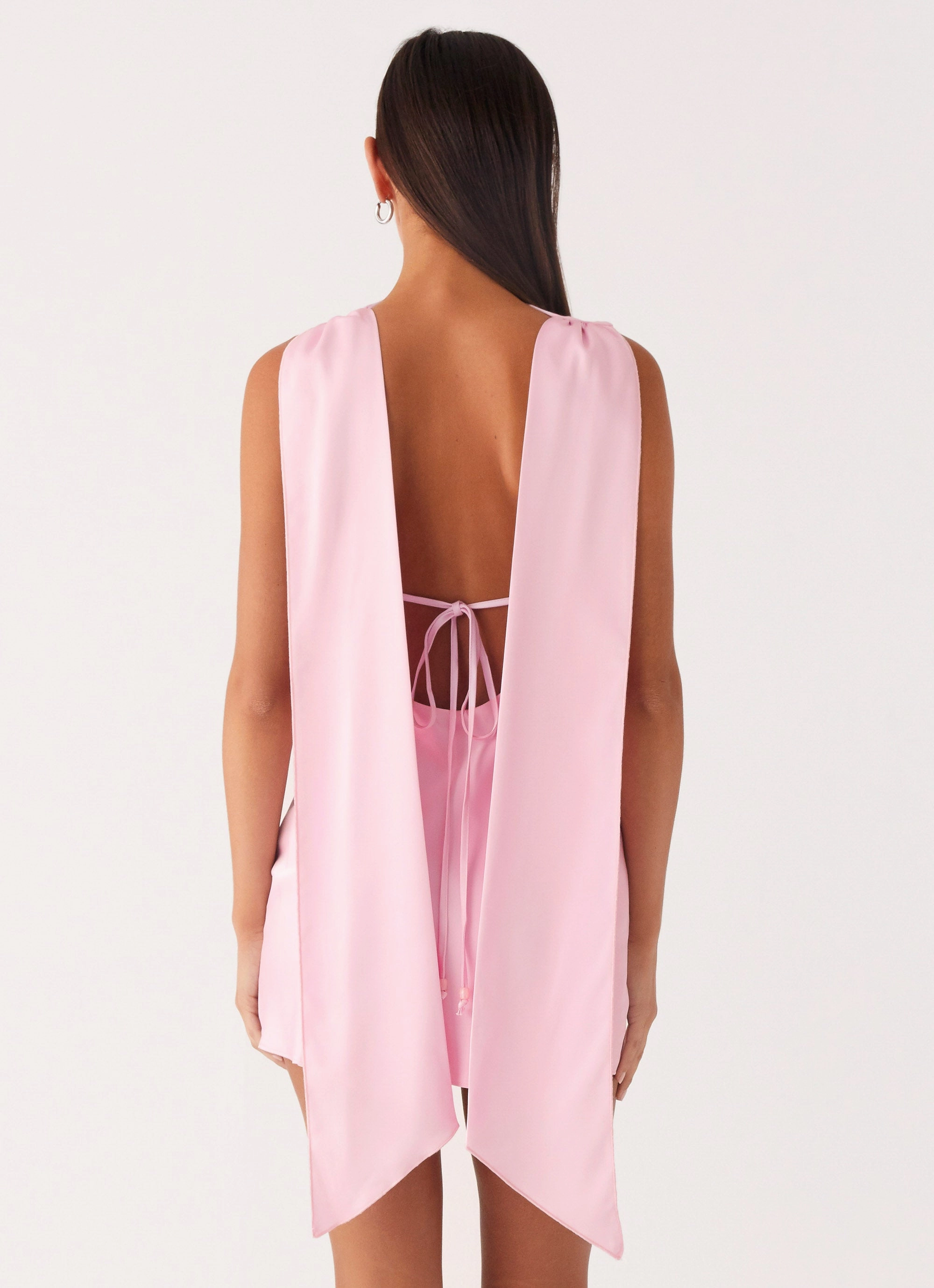 Shimmer-Finish Pure Shape Cerina High Neck Mini Dress - Pink