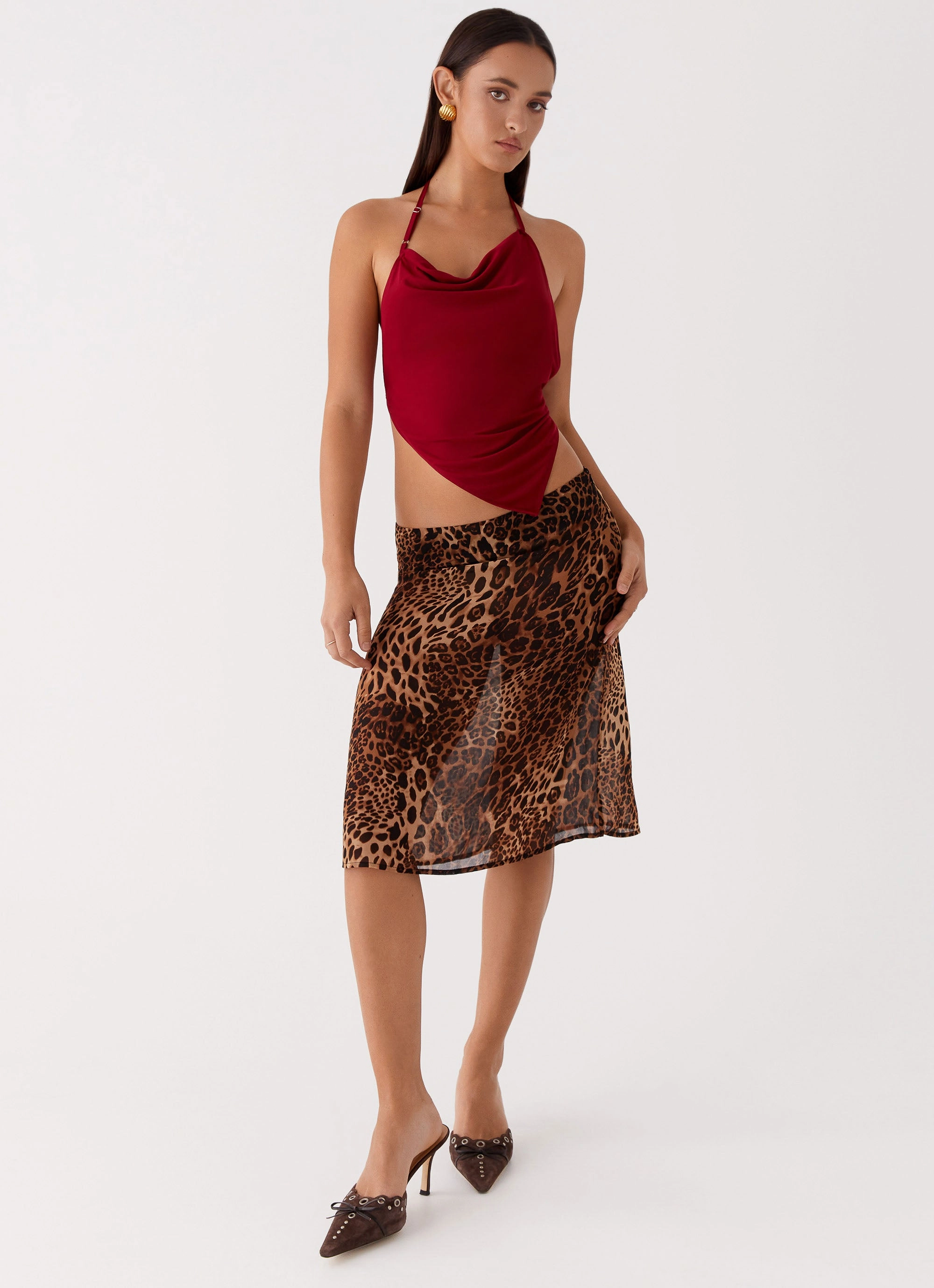 Evoke Chiffon Midi Skirt - Leopard Fresh Detail Modern Combo