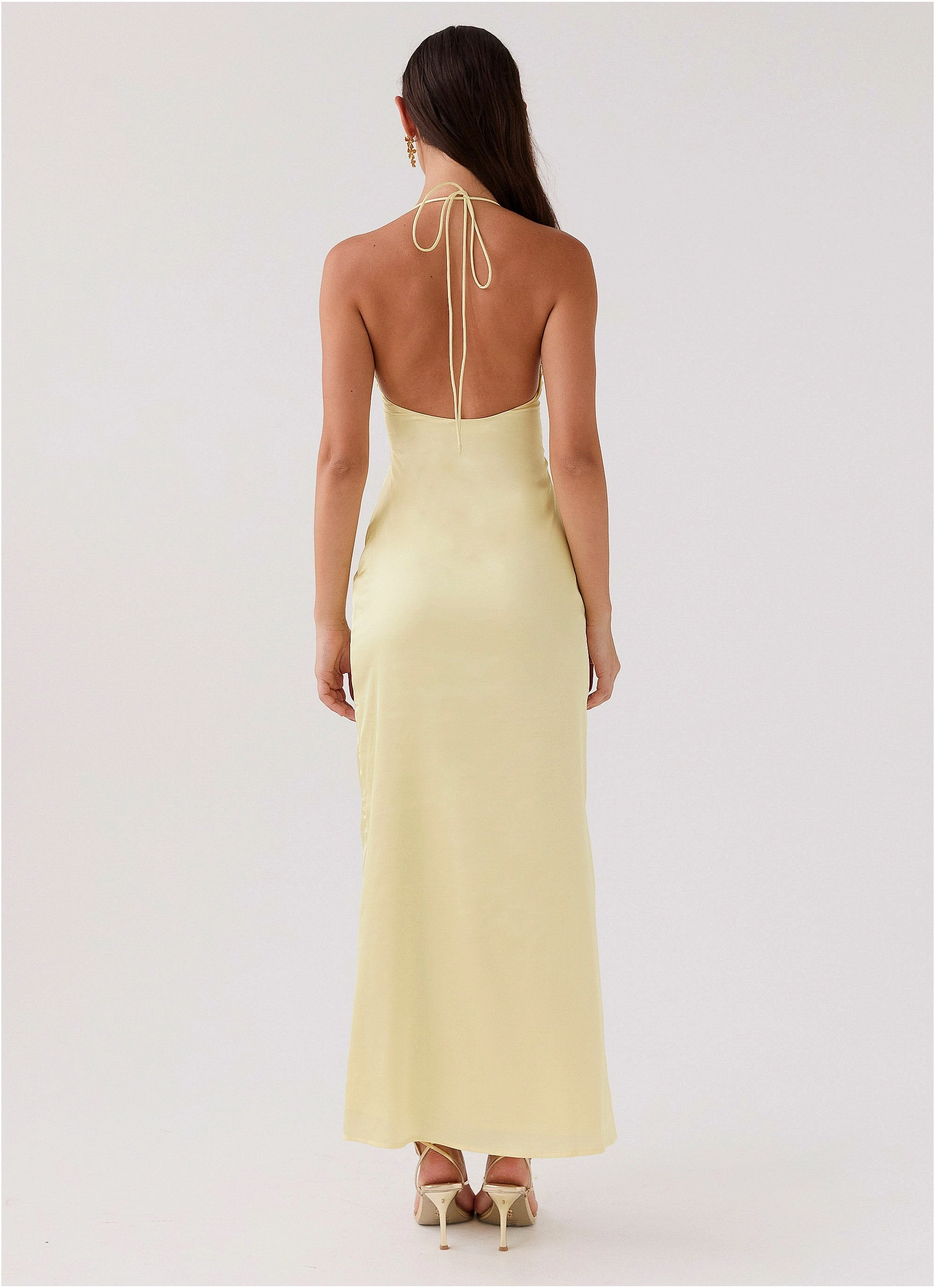 Dream Sight Lace Satin Maxi Dress - Lemon Dreamy Flow