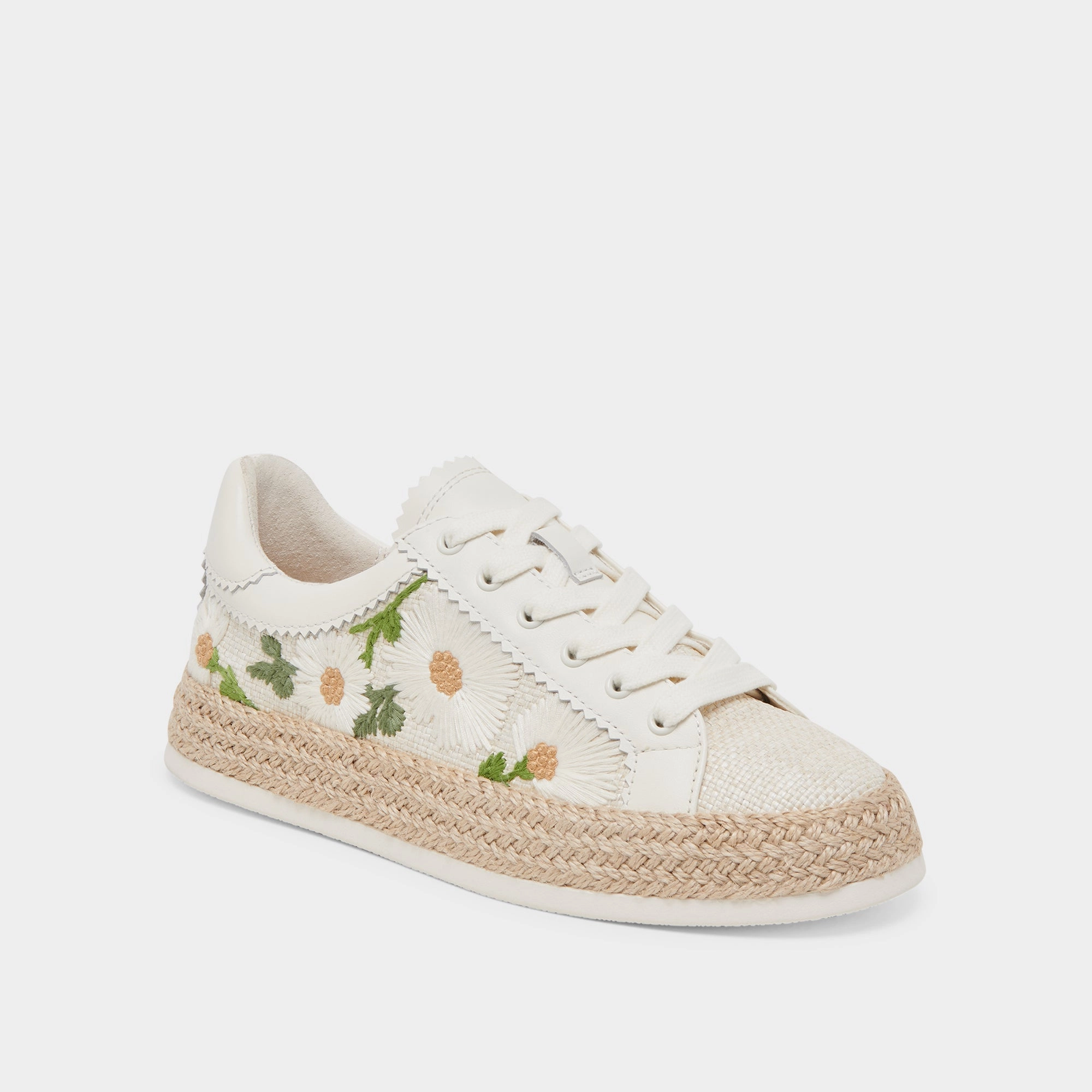 AZALIA SNEAKERS WHITE FLORAL RAFFIA Sweat Resistant Lining Arch support