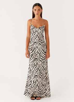 Night Style budget-friendly Gianni Cowl Maxi Dress - Zebra