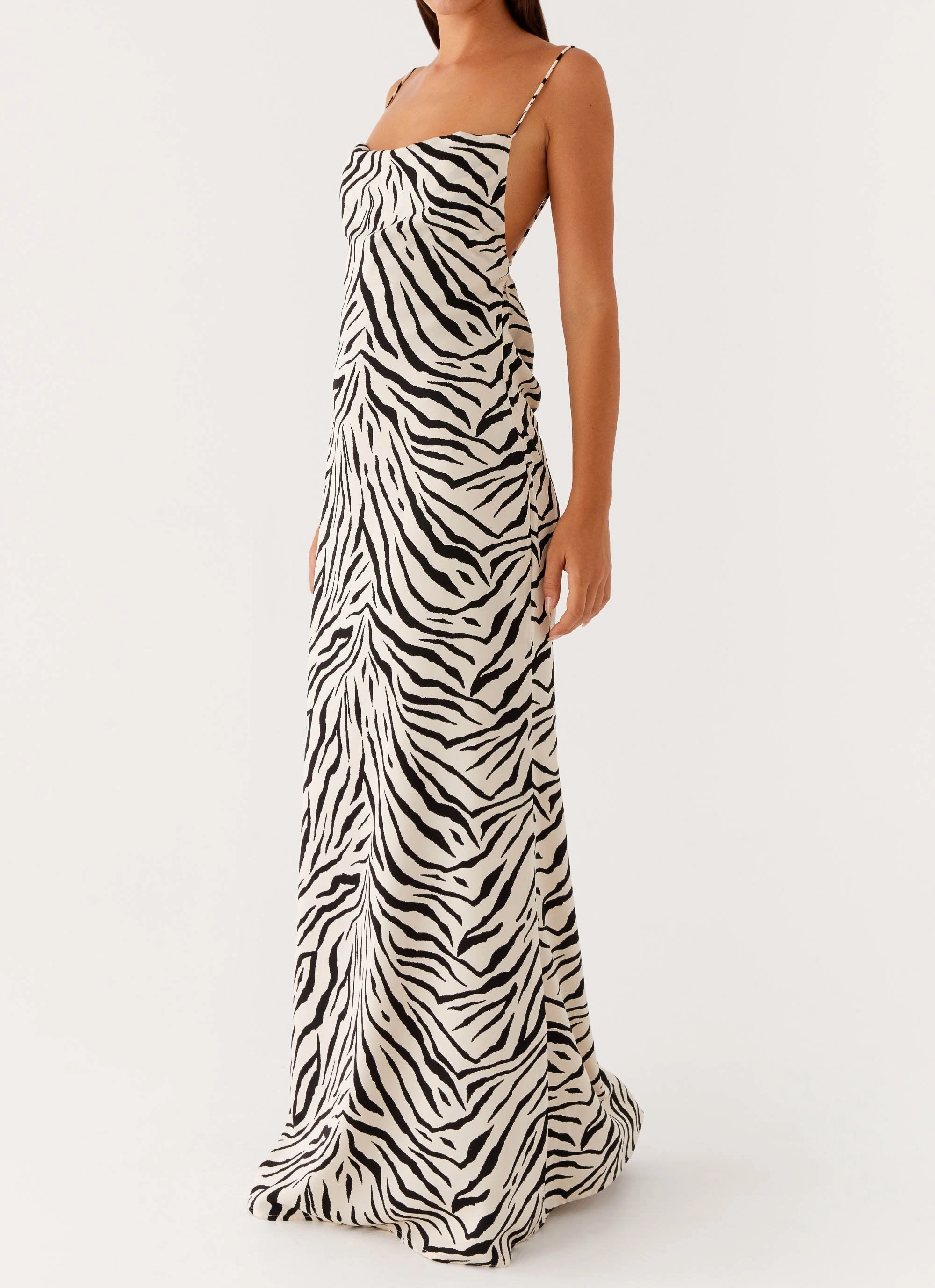 Gianni Cowl Maxi Dress - Zebra Autumn-Season Chill Vibes