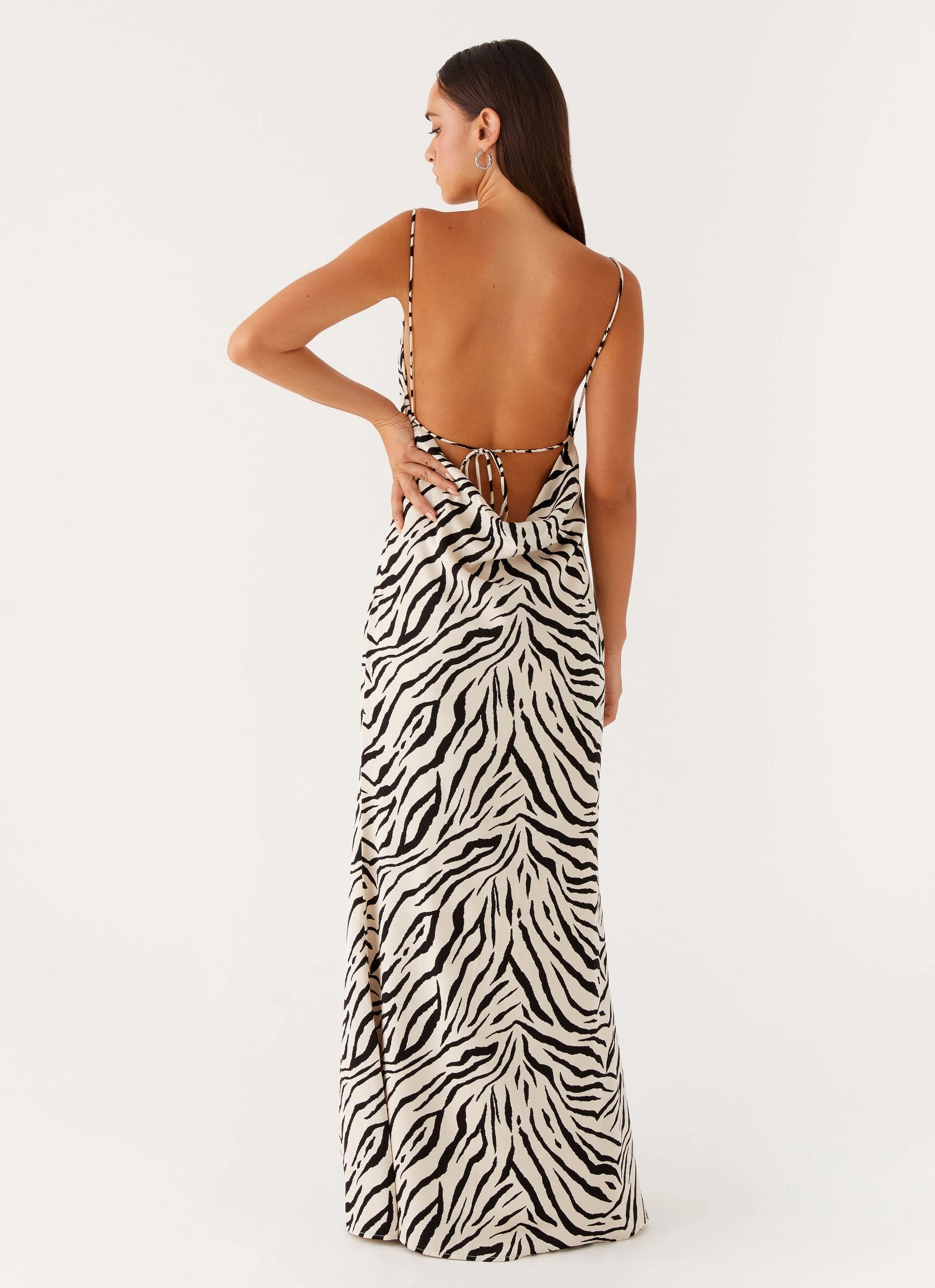 Subtle Drape Gianni Cowl Maxi Dress - Zebra