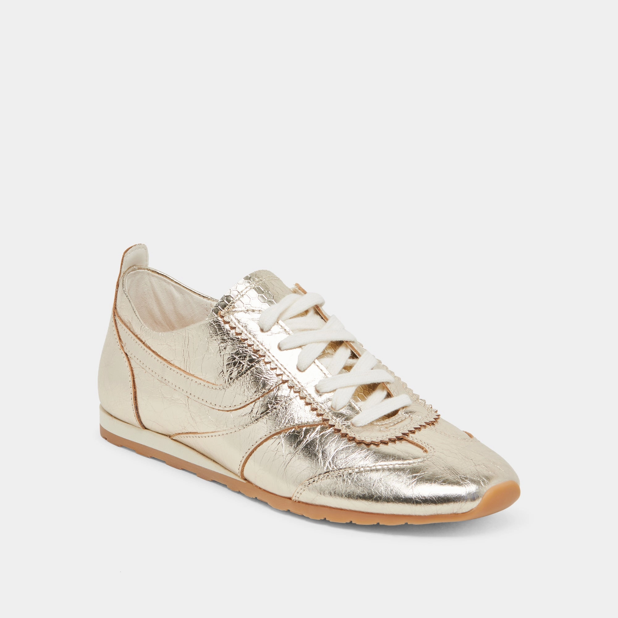 DELANY SNEAKERS LIGHT GOLD CRINKLE PATENT Thermo Regulating Fabric