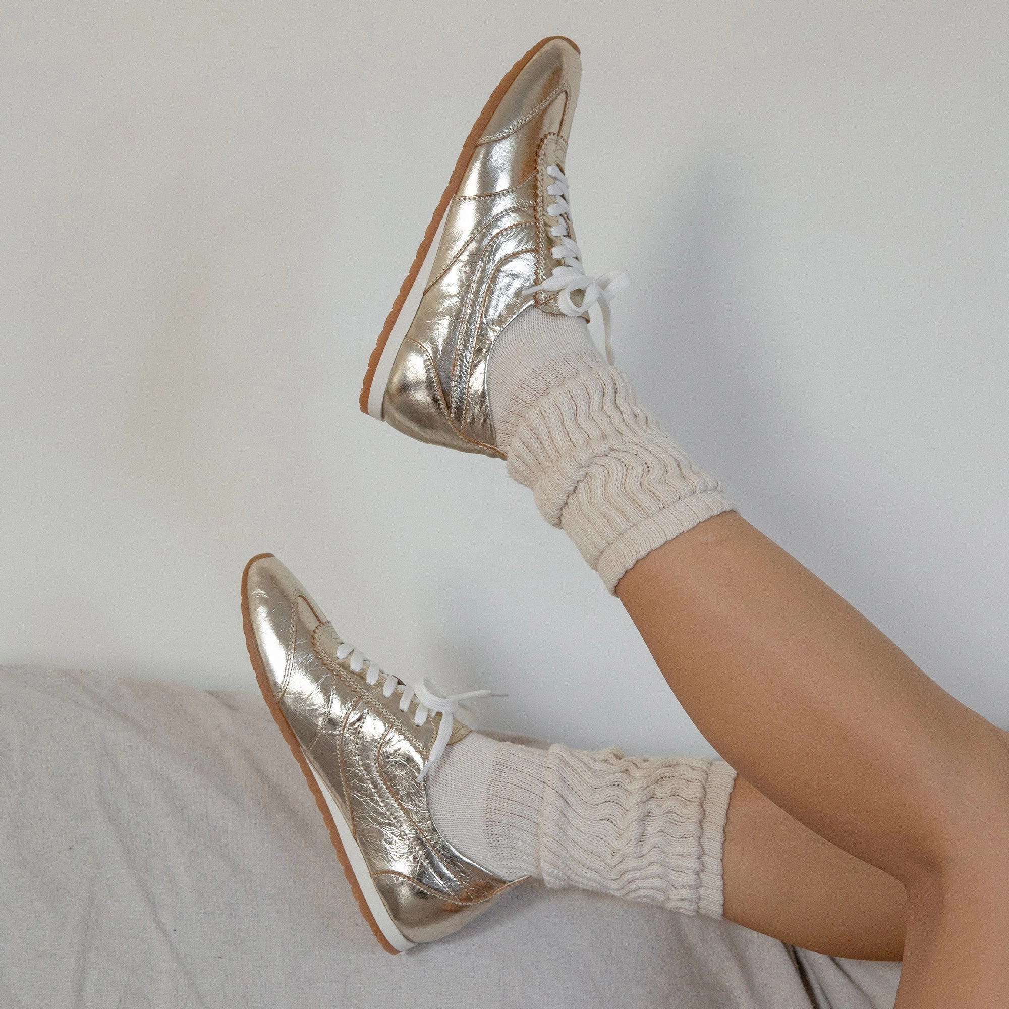 DELANY SNEAKERS LIGHT GOLD CRINKLE PATENT Anti Abrasion