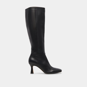 Contoured Midsole Shock Absorbing Urban Commute GYRA EXTRA WIDE CALF BOOTS BLACK LEATHER