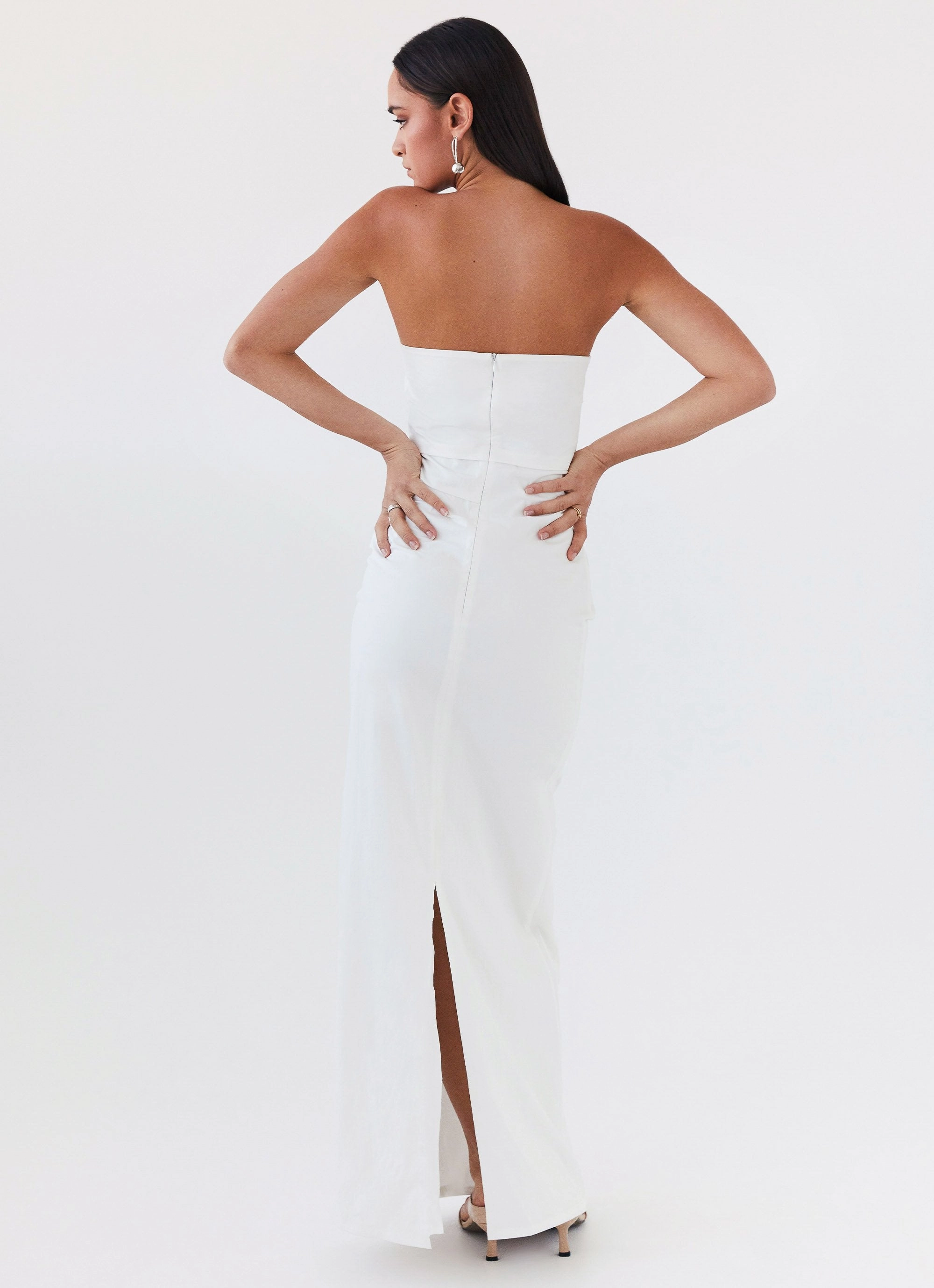 Gender Inclusive Bow Glow Danielle Strapless Maxi Dress - White