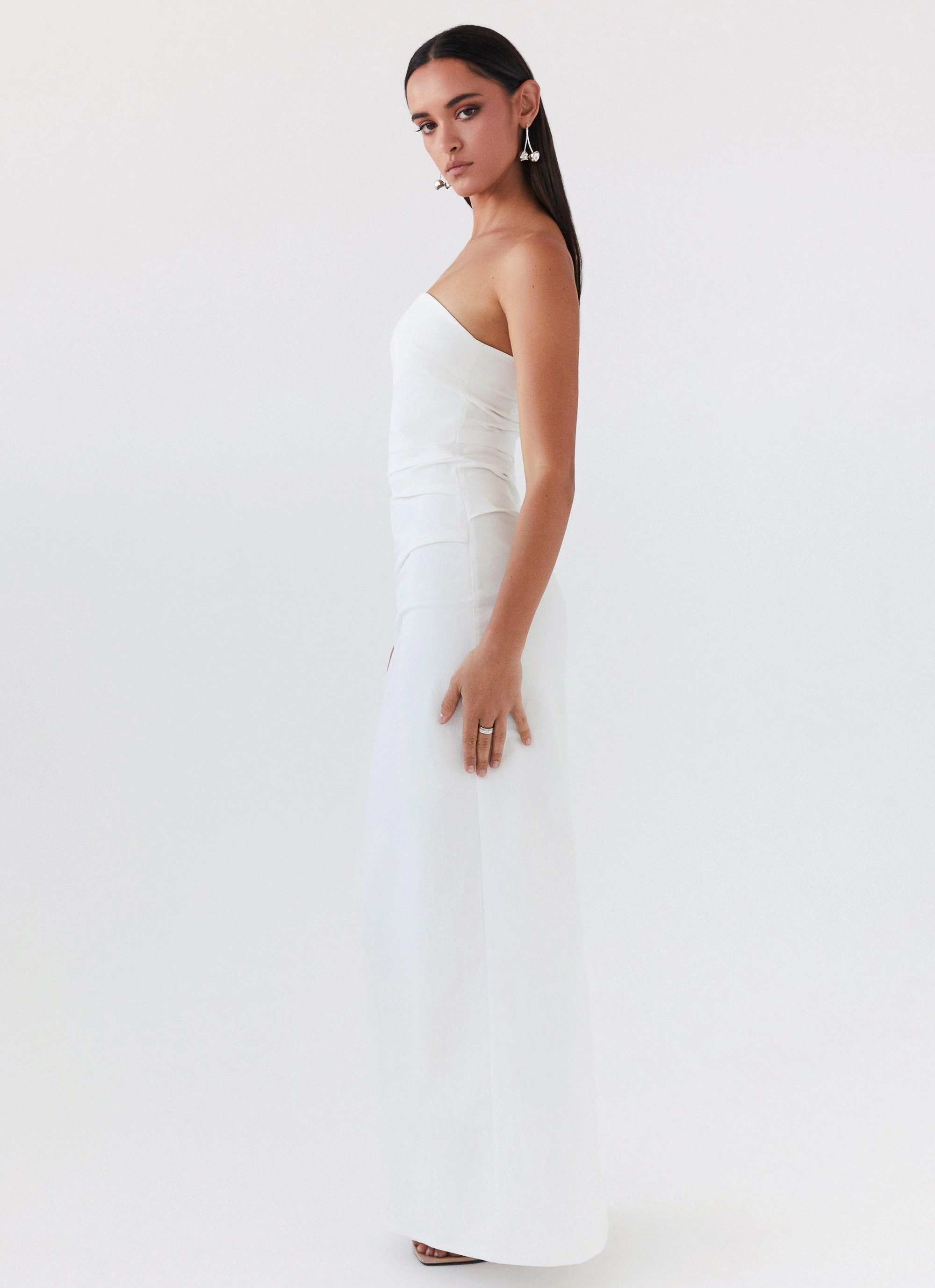 Danielle Strapless Maxi Dress - White Night Mood