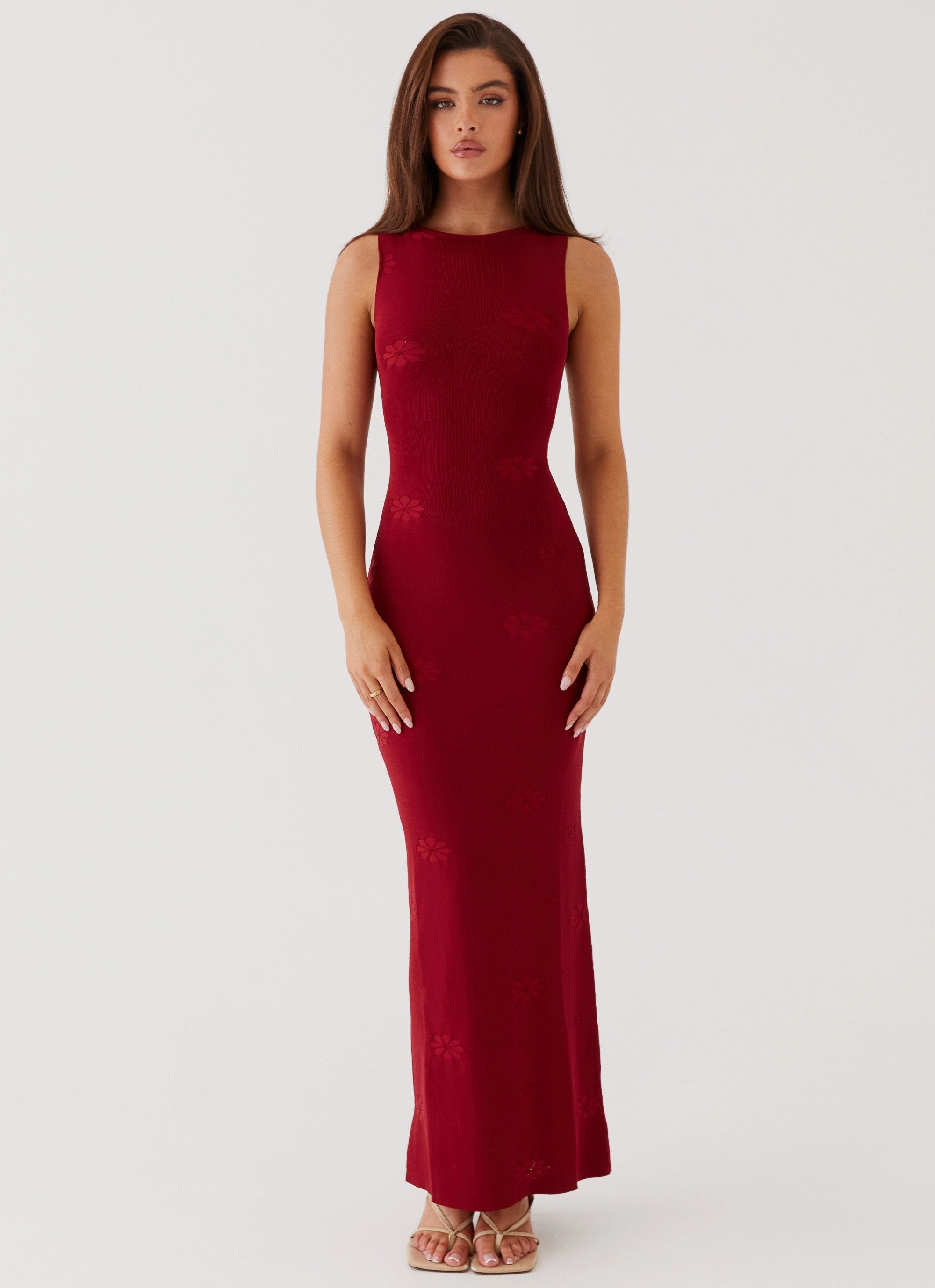 Holly Knit Maxi Dress - Red Soft and Relaxed Layered Comfort Wear