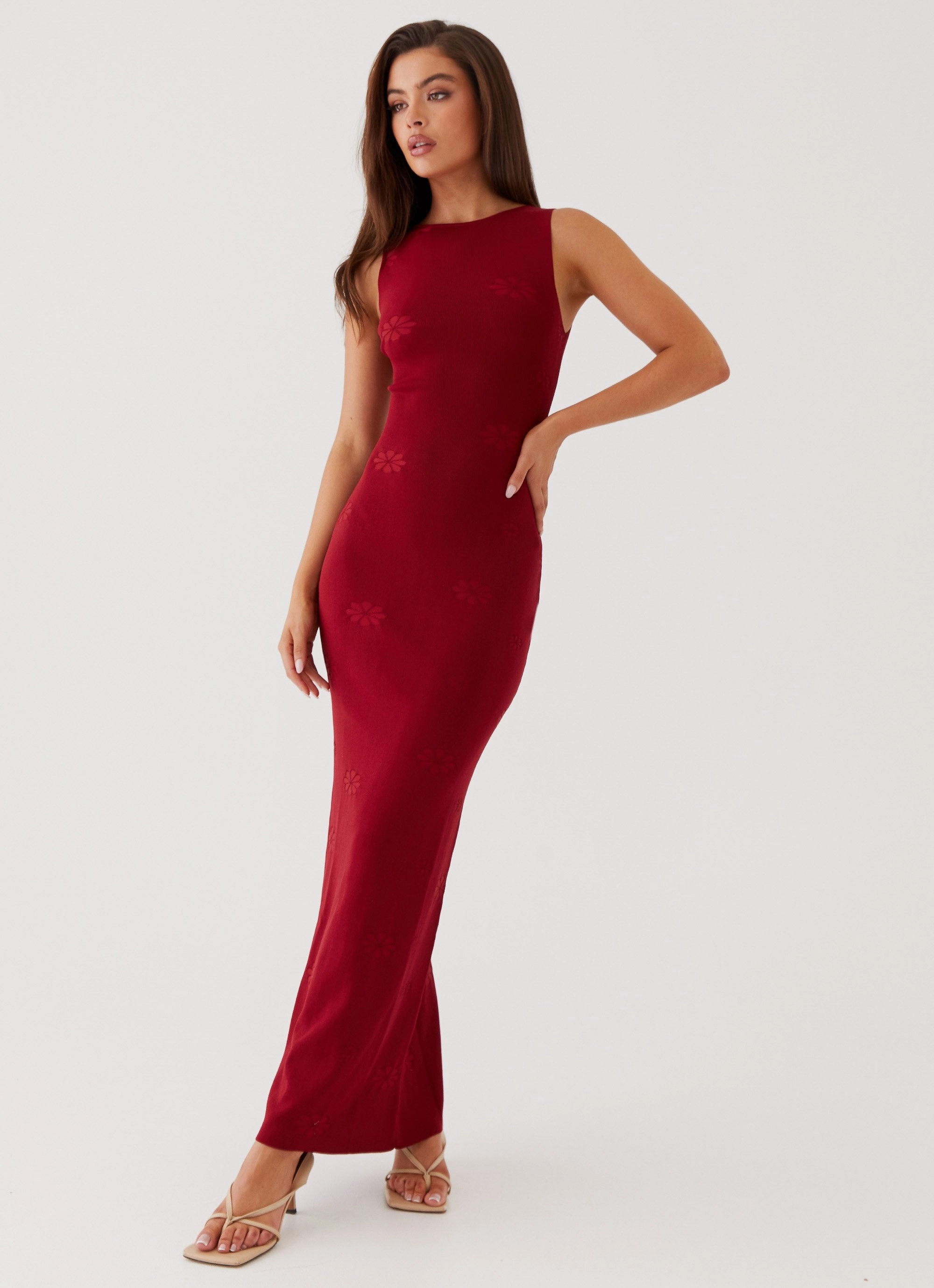 Body Safe Holly Knit Maxi Dress - Red