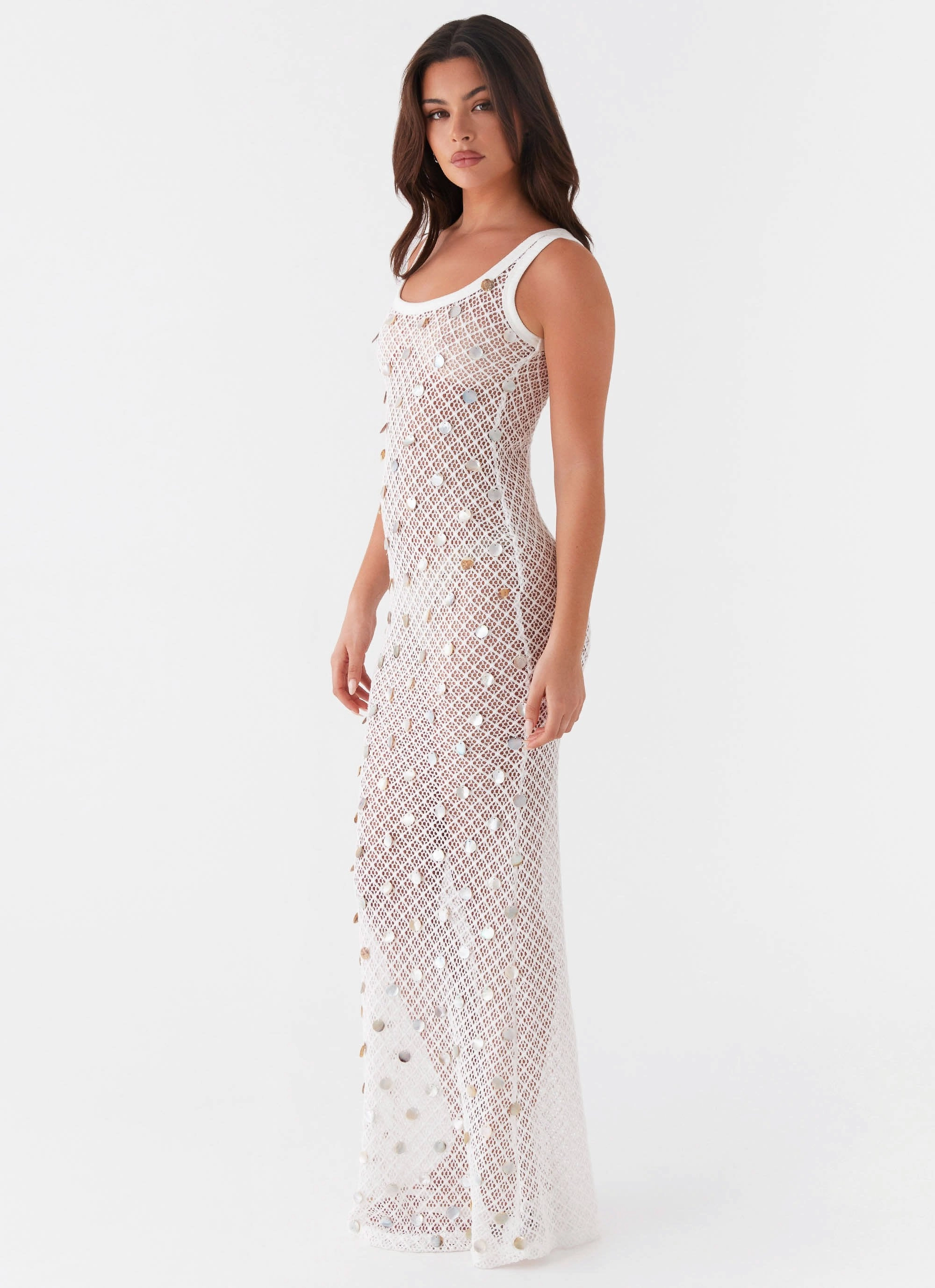 Signature-Style Penida Shell Knit Maxi Dress - White