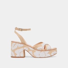 Music Edge All Day Glam ENIKO HEELS NATURAL MULTI FLORAL SEQUIN
